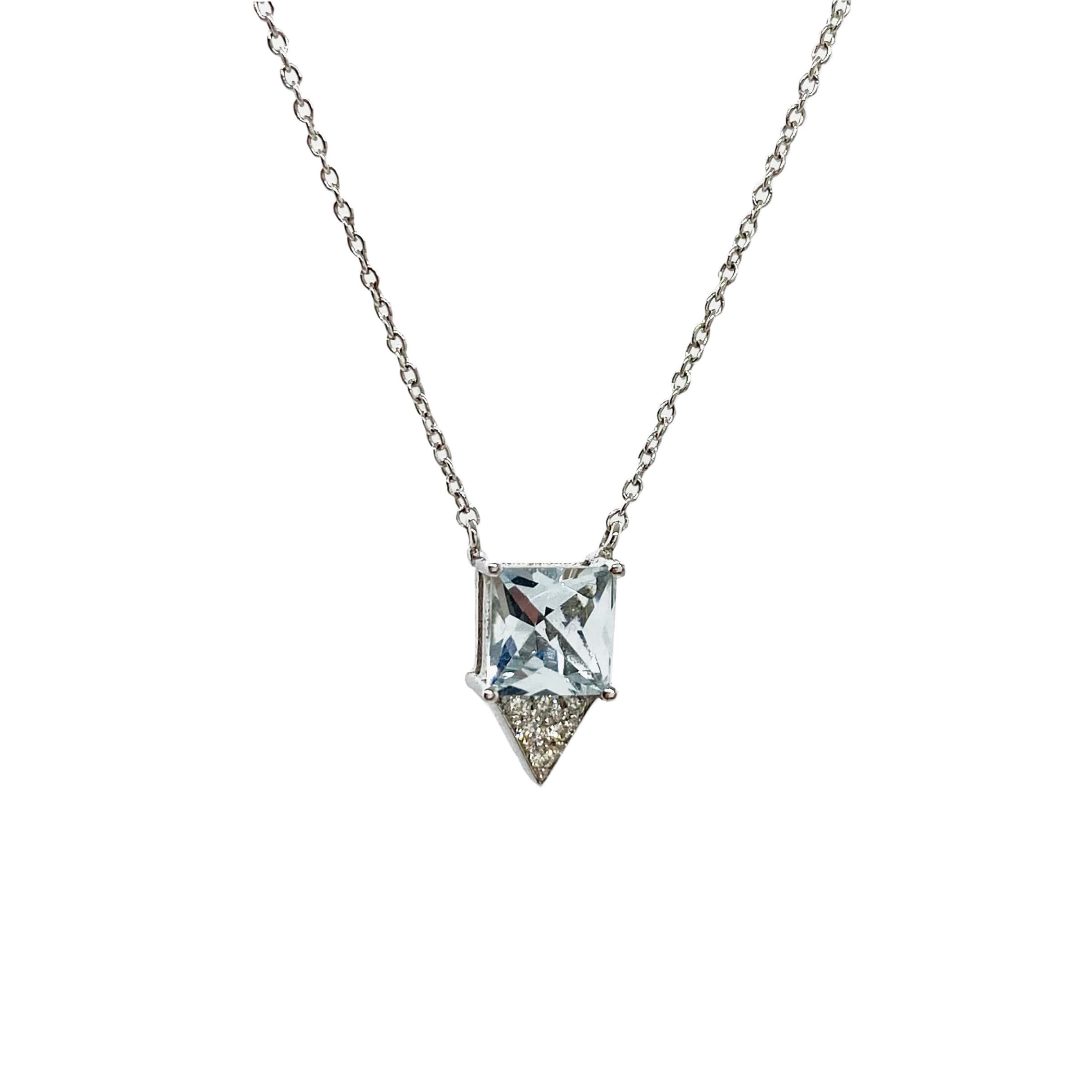 Square Aquamarine diamond pendant — Melina Fachidis