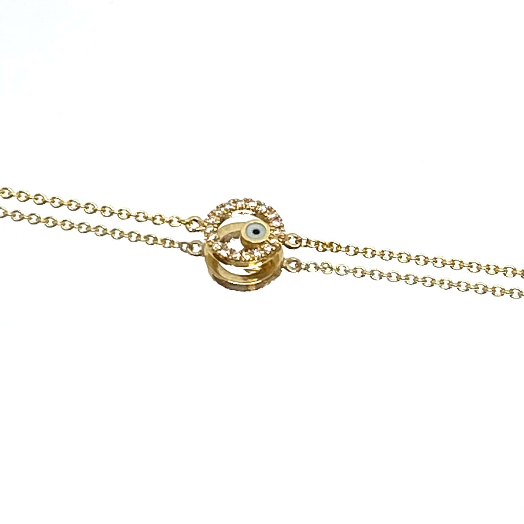 Round evil eye diamond chain bracelet — Melina Fachidis (2)