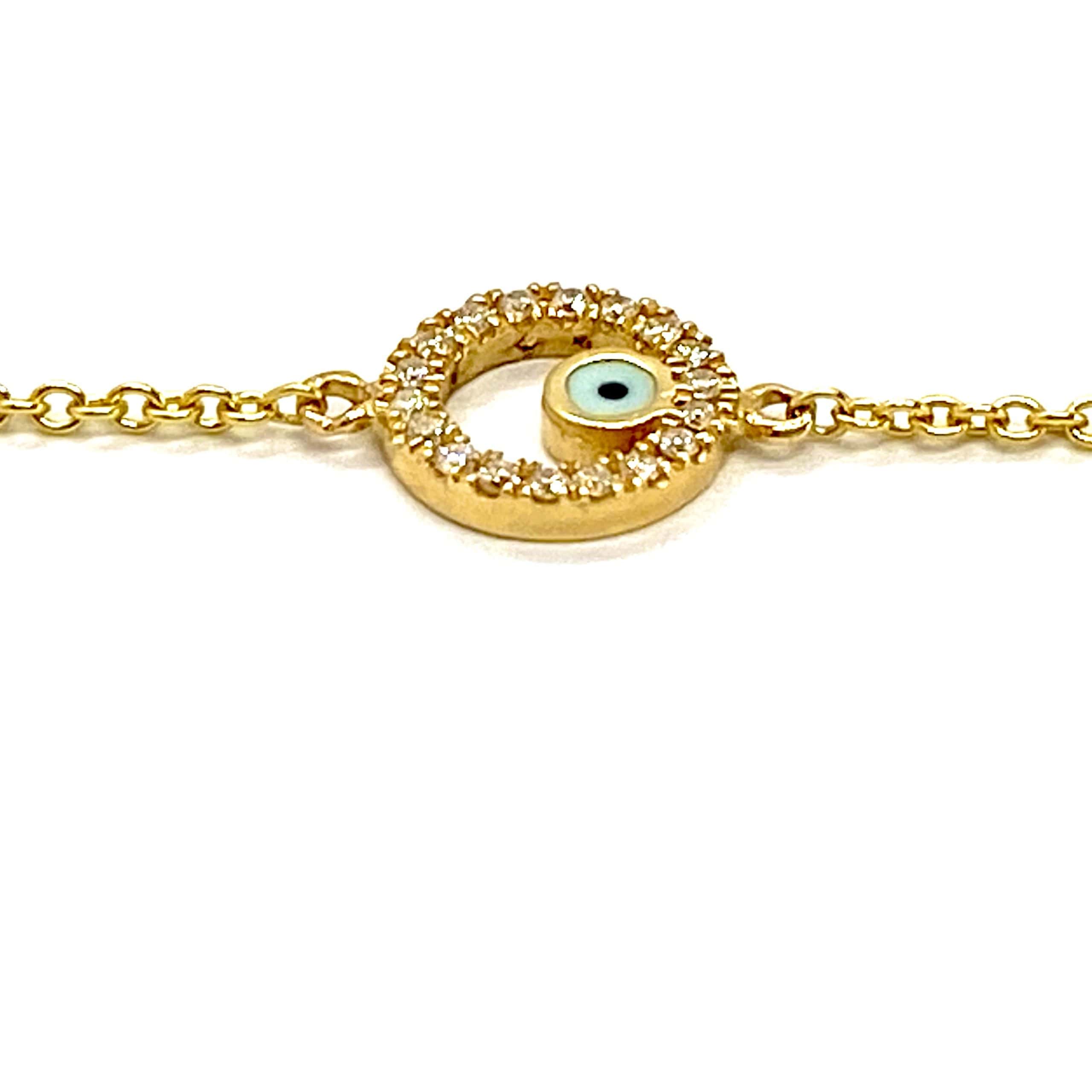 Round evil eye diamond chain bracelet — Melina Fachidis (3)