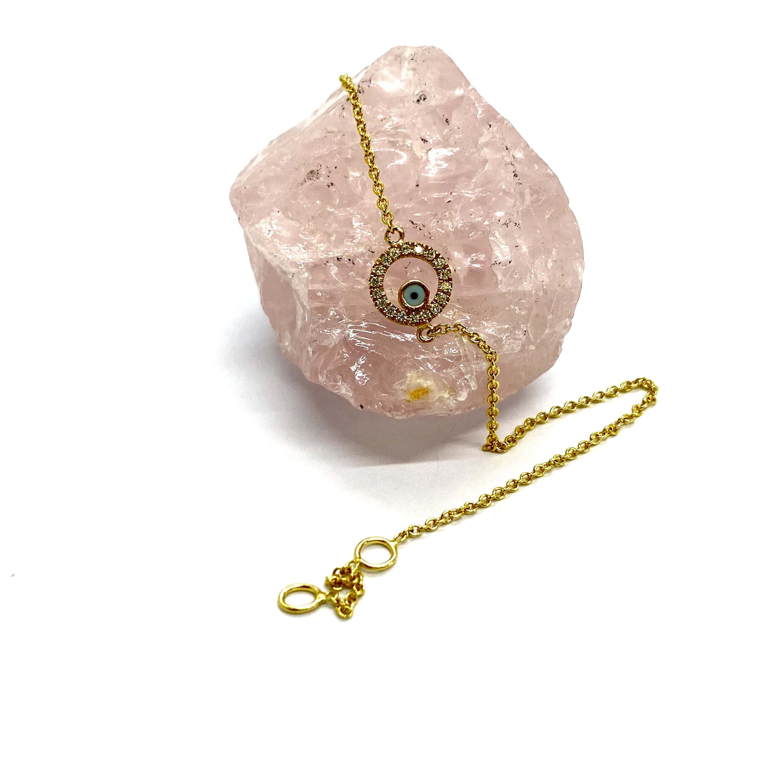 Round evil eye diamond chain bracelet — Melina Fachidis (4)