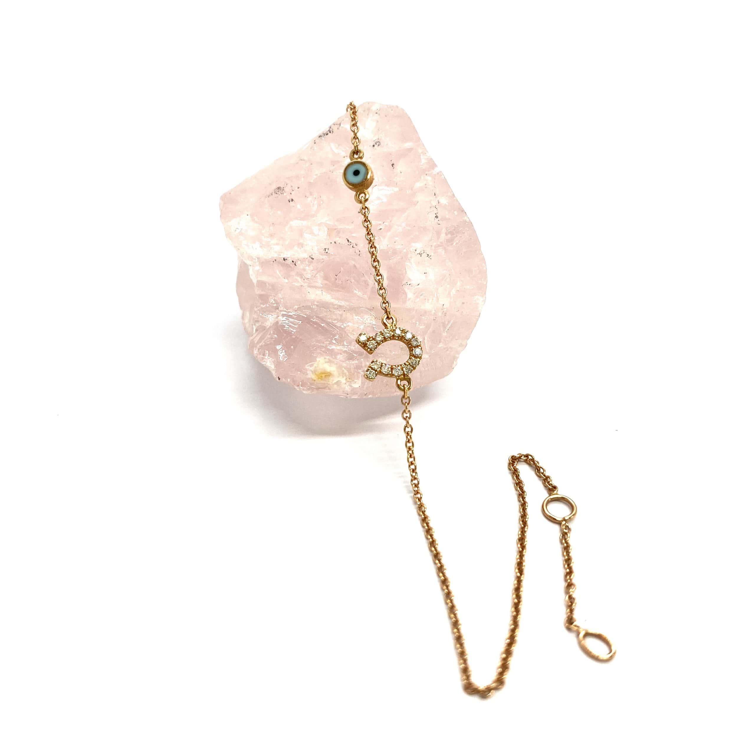Horseshoe evil eye diamond chain bracelet — Melina Fachidis (4)
