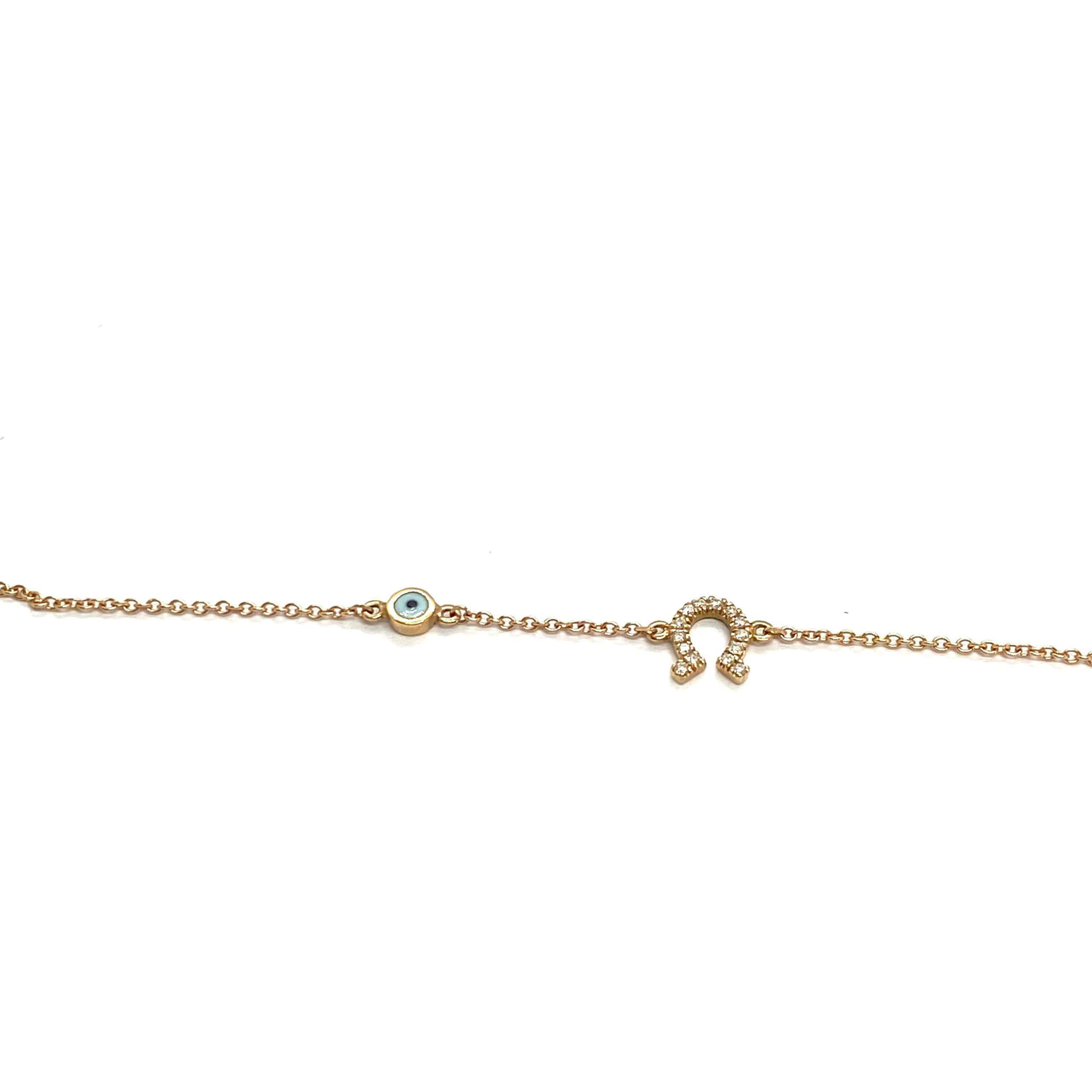 Horseshoe evil eye diamond chain bracelet — Melina Fachidis (3)