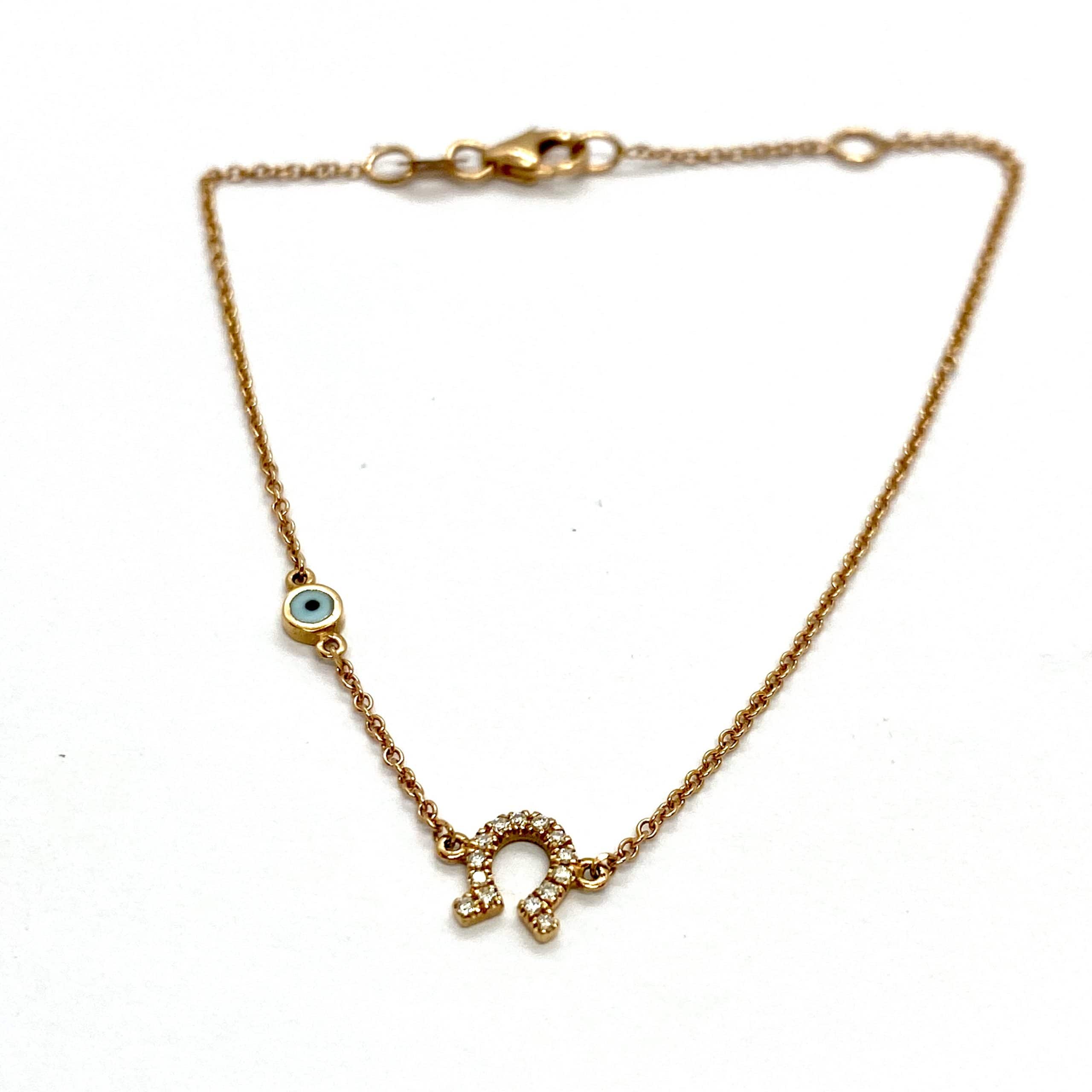 Horseshoe evil eye diamond chain bracelet — Melina Fachidis (2)