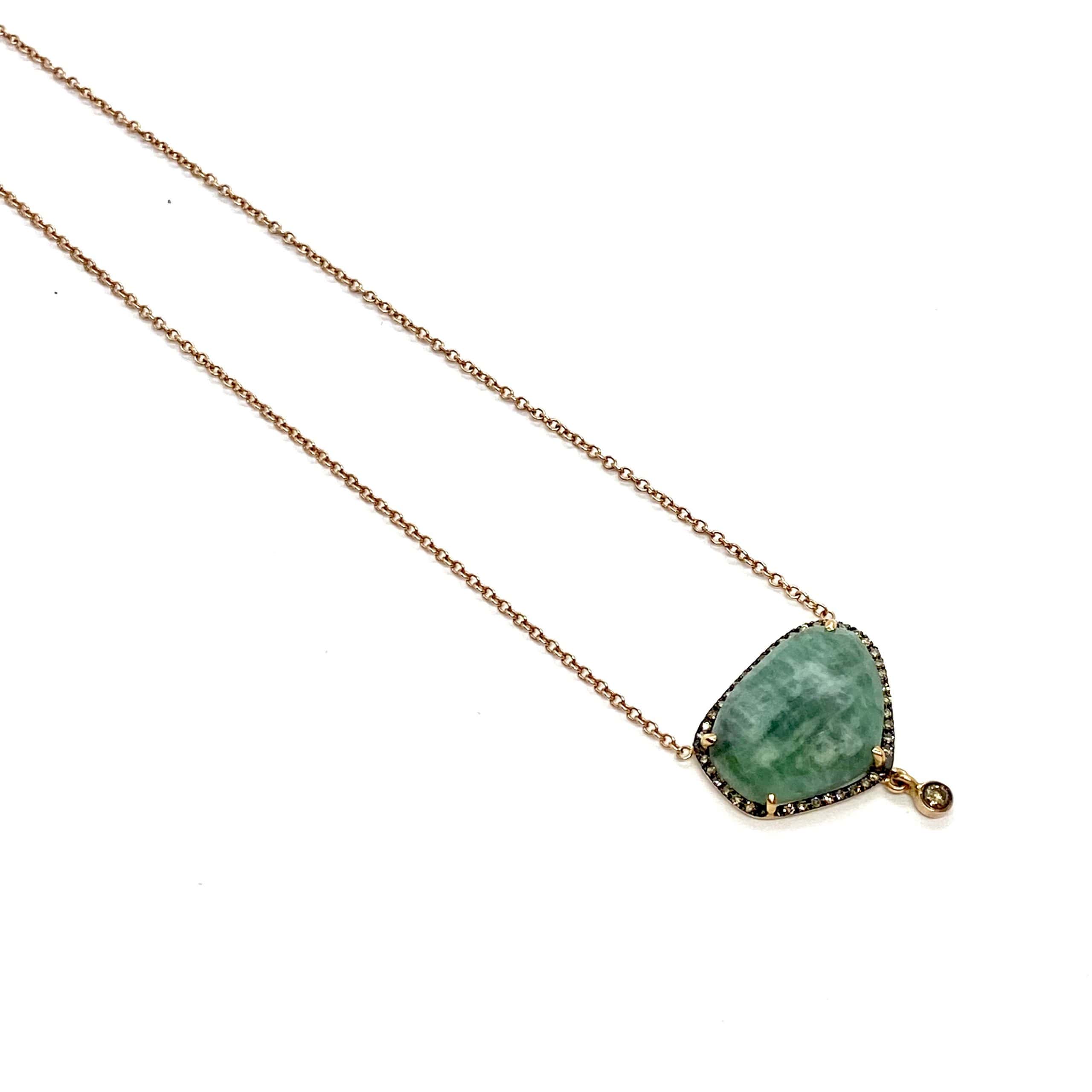 Flat emerald pendant with diamonds — Melina Fachidis (4)