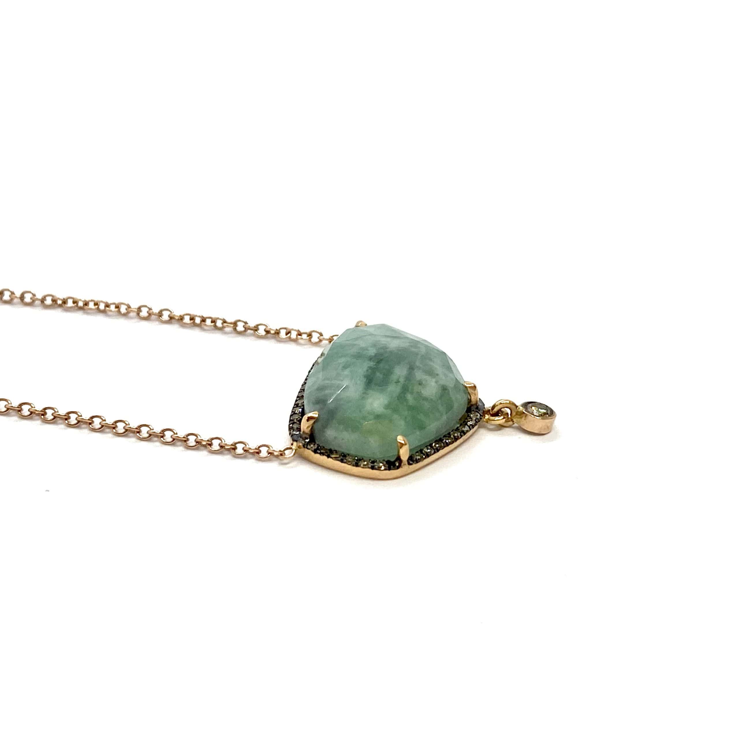Flat emerald pendant with diamonds — Melina Fachidis (6)