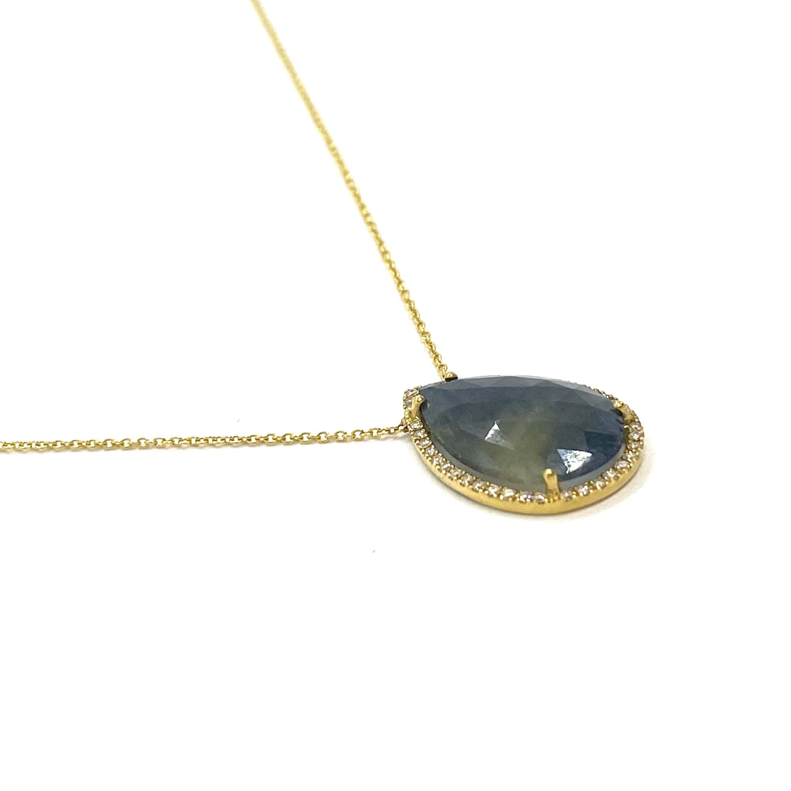 Drop sapphire pendant with diamonds — Melina Fachidis (2)