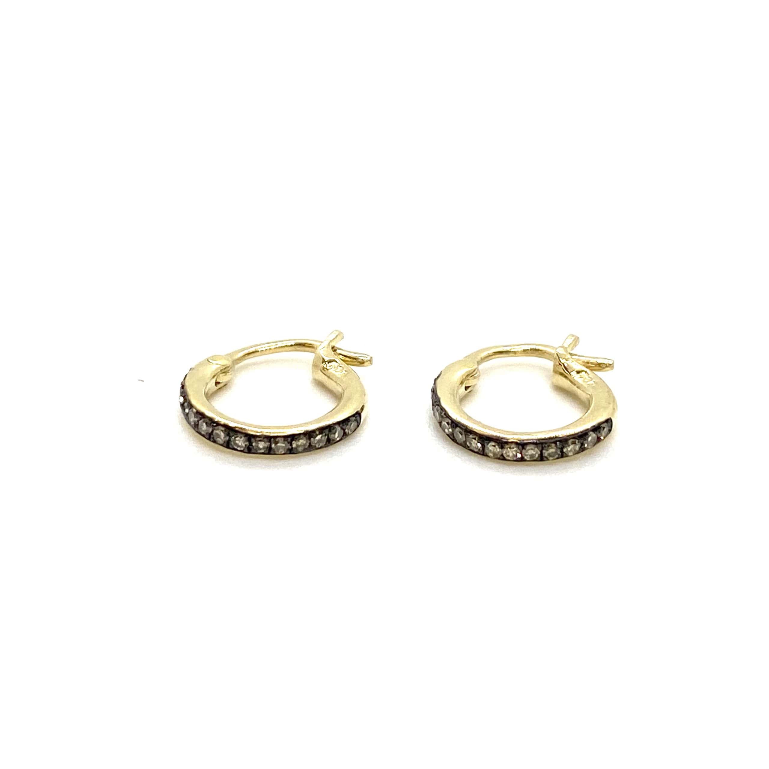 Tiny brown diamond hoops — Melina Fachidis