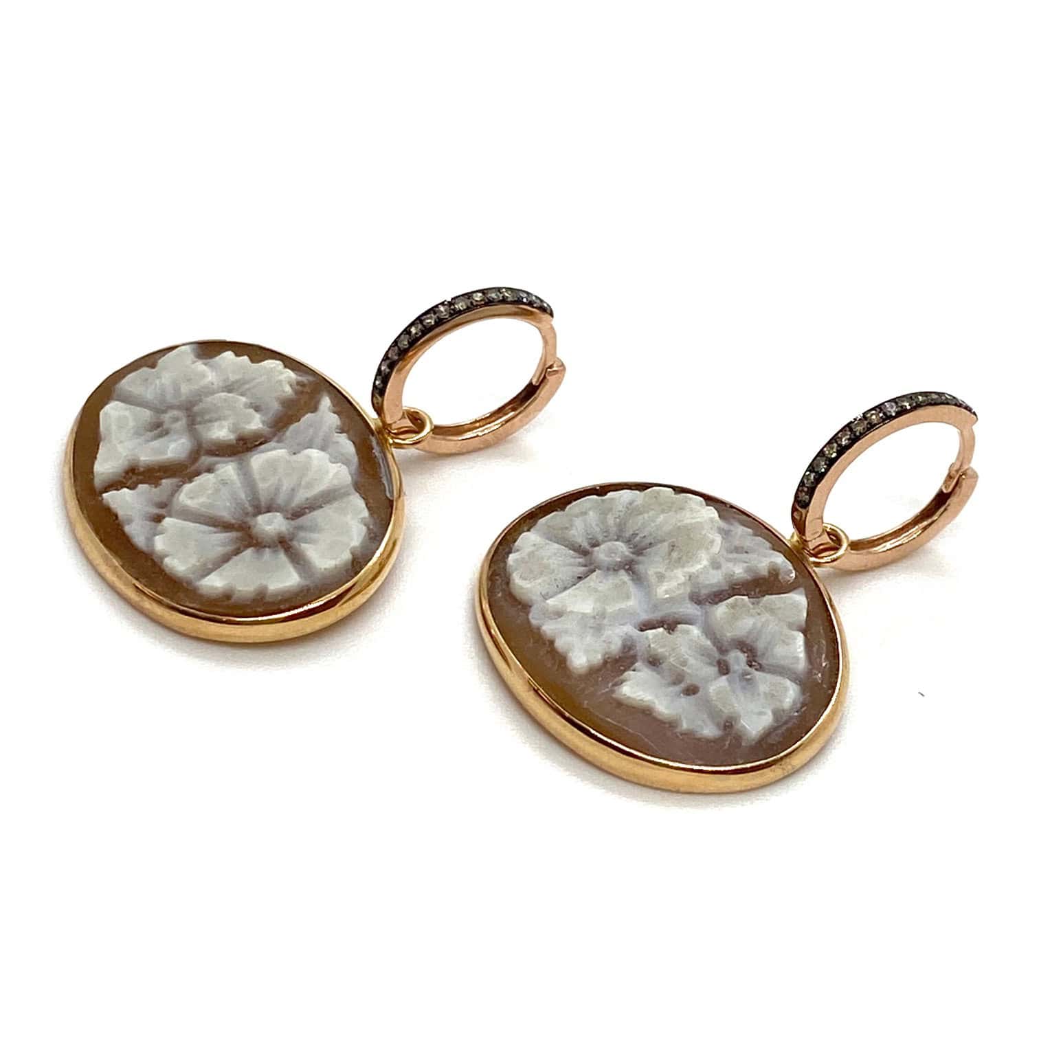Romantic oval cameos on medium hoops — Melina Fachidis