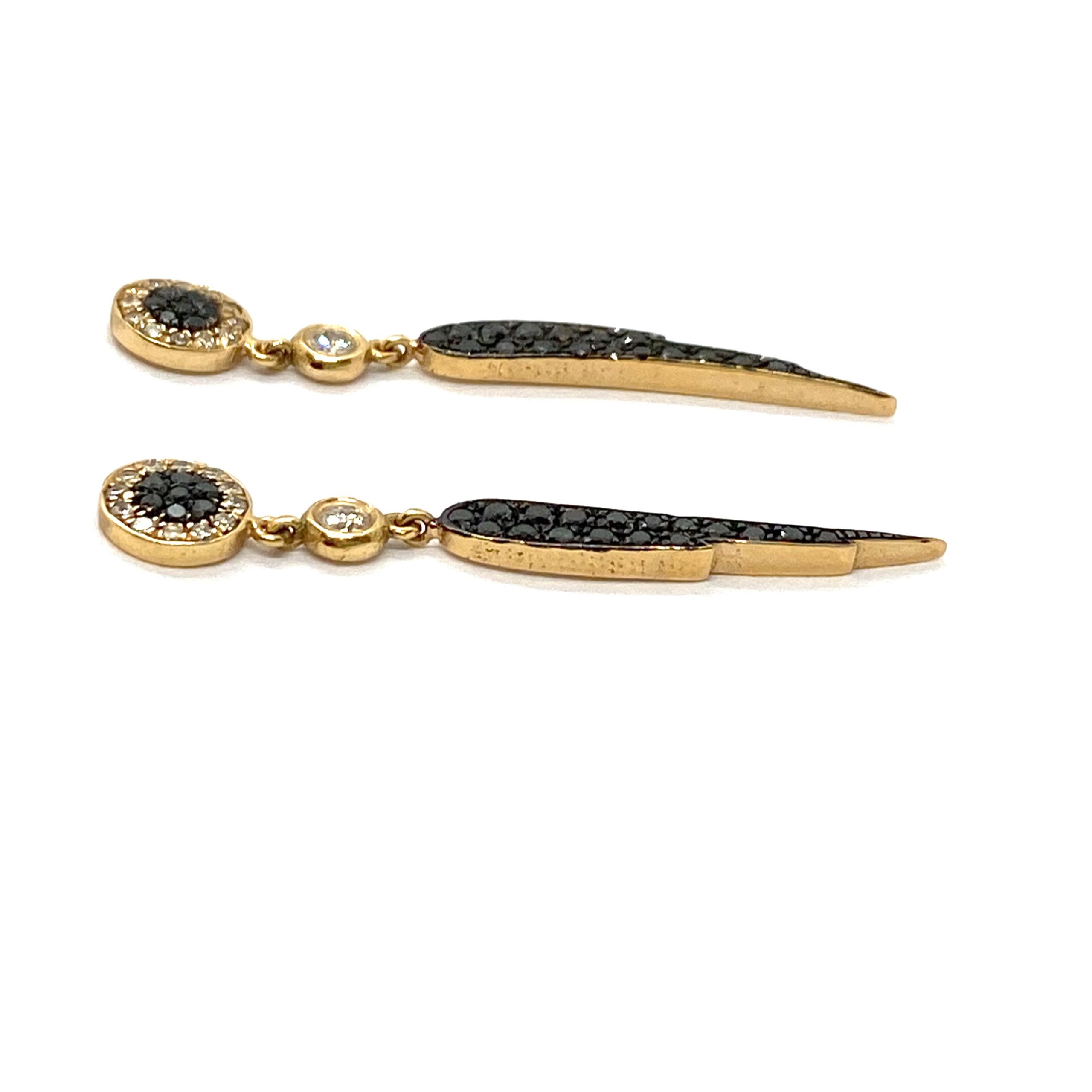 Diamond feather long earrings — Melina Fachidis (3)