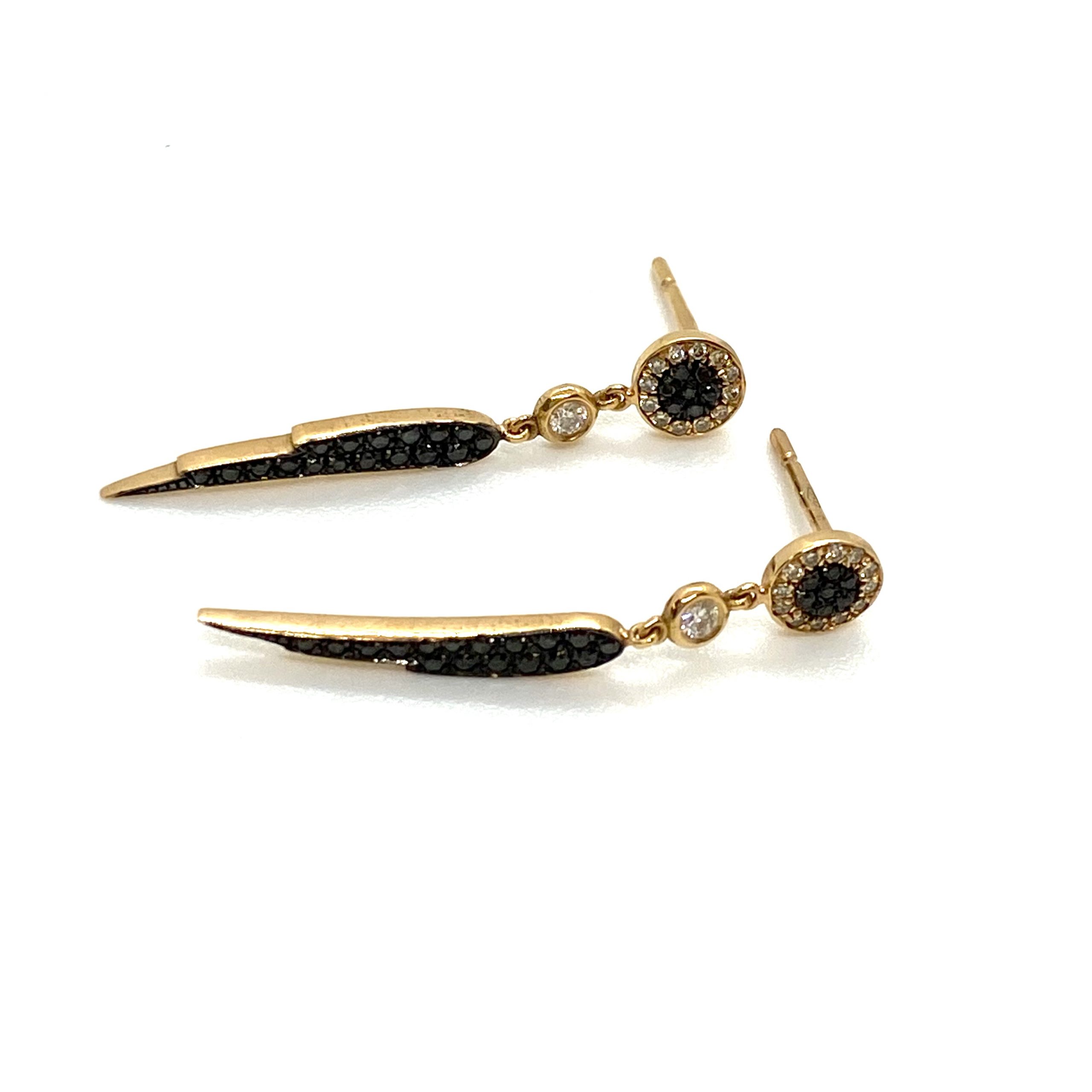 Diamond feather long earrings — Melina Fachidis (5)