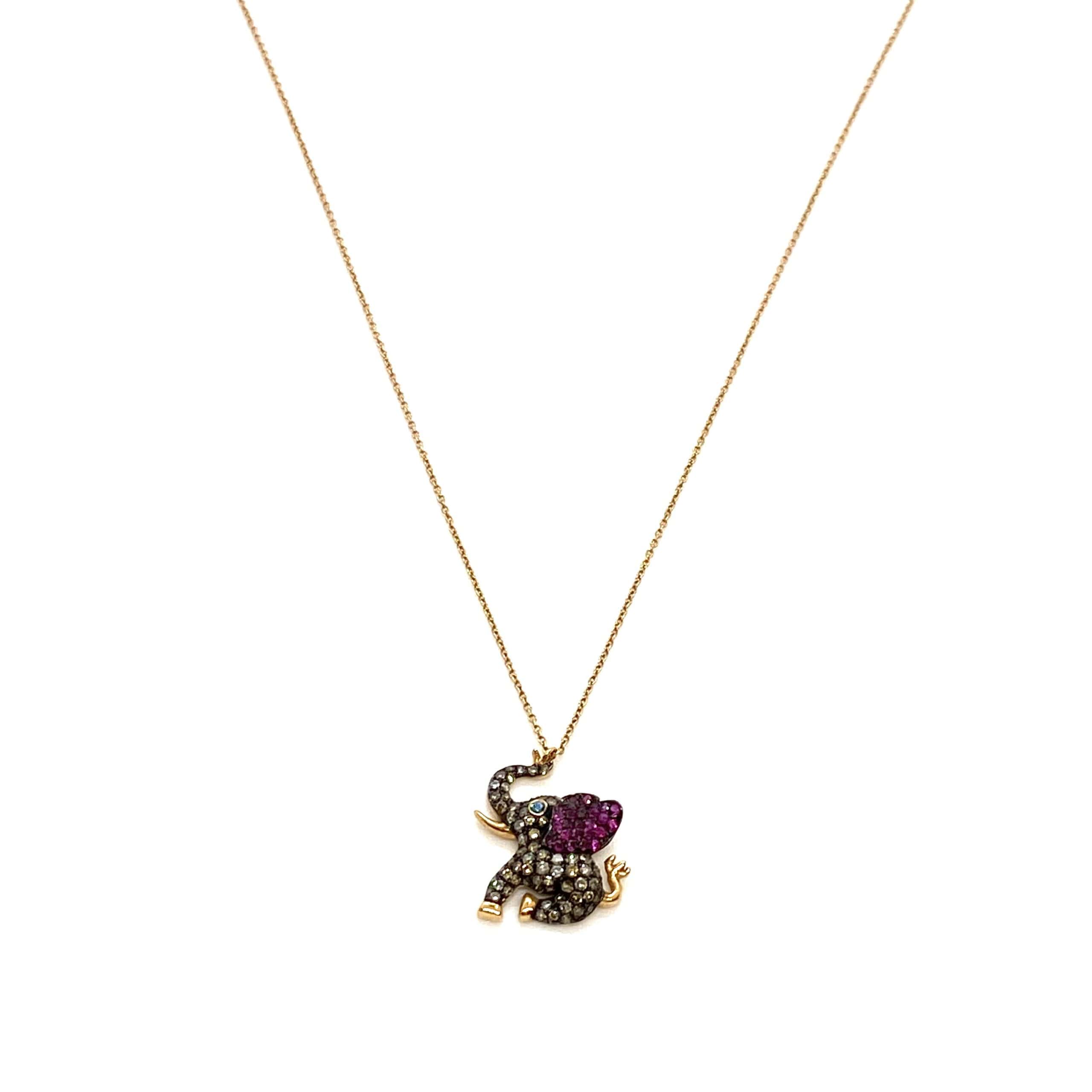 Happy elephant diamond pendant — Melina Fachidis (2)