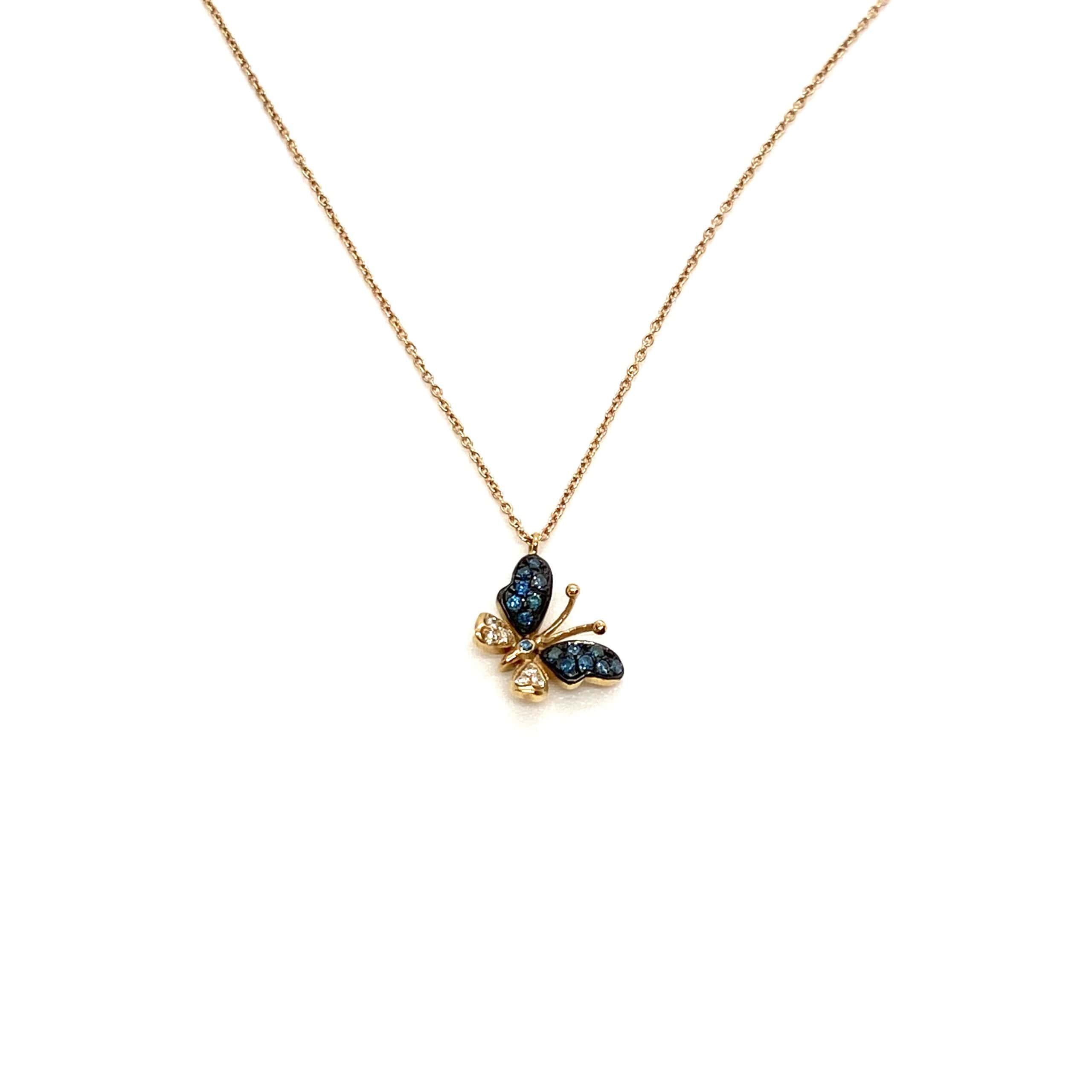 Blue and white diamond butterfly pendant — Melina Fachidis (2)