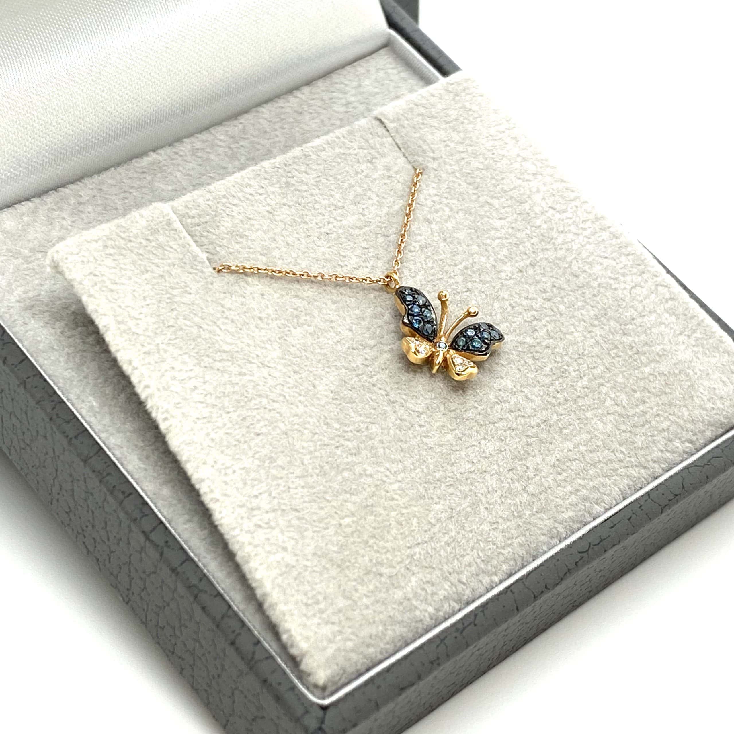 Blue and white diamond butterfly pendant — Melina Fachidis (4)