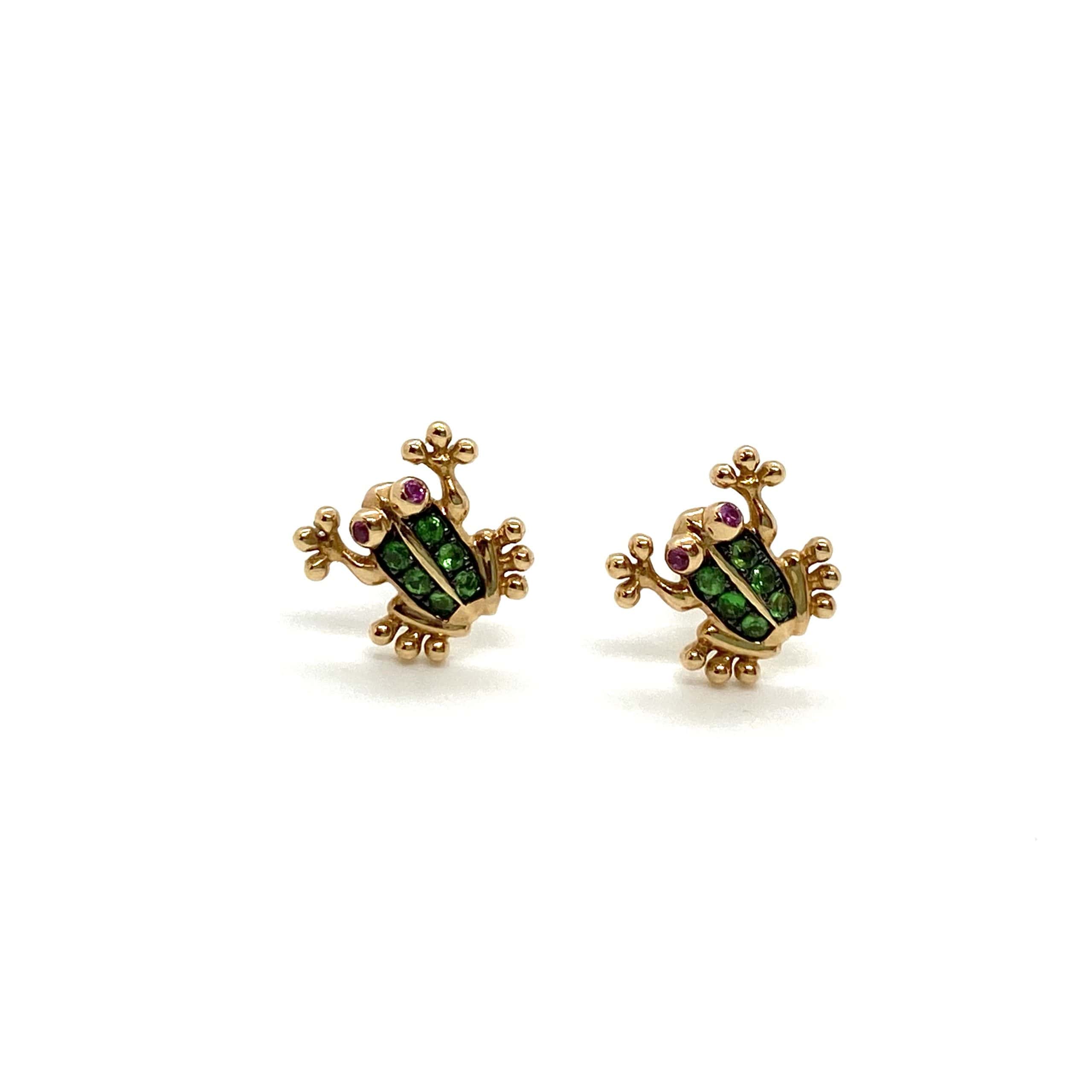 Frog tsavorites stud earrings — Melina Fachidis
