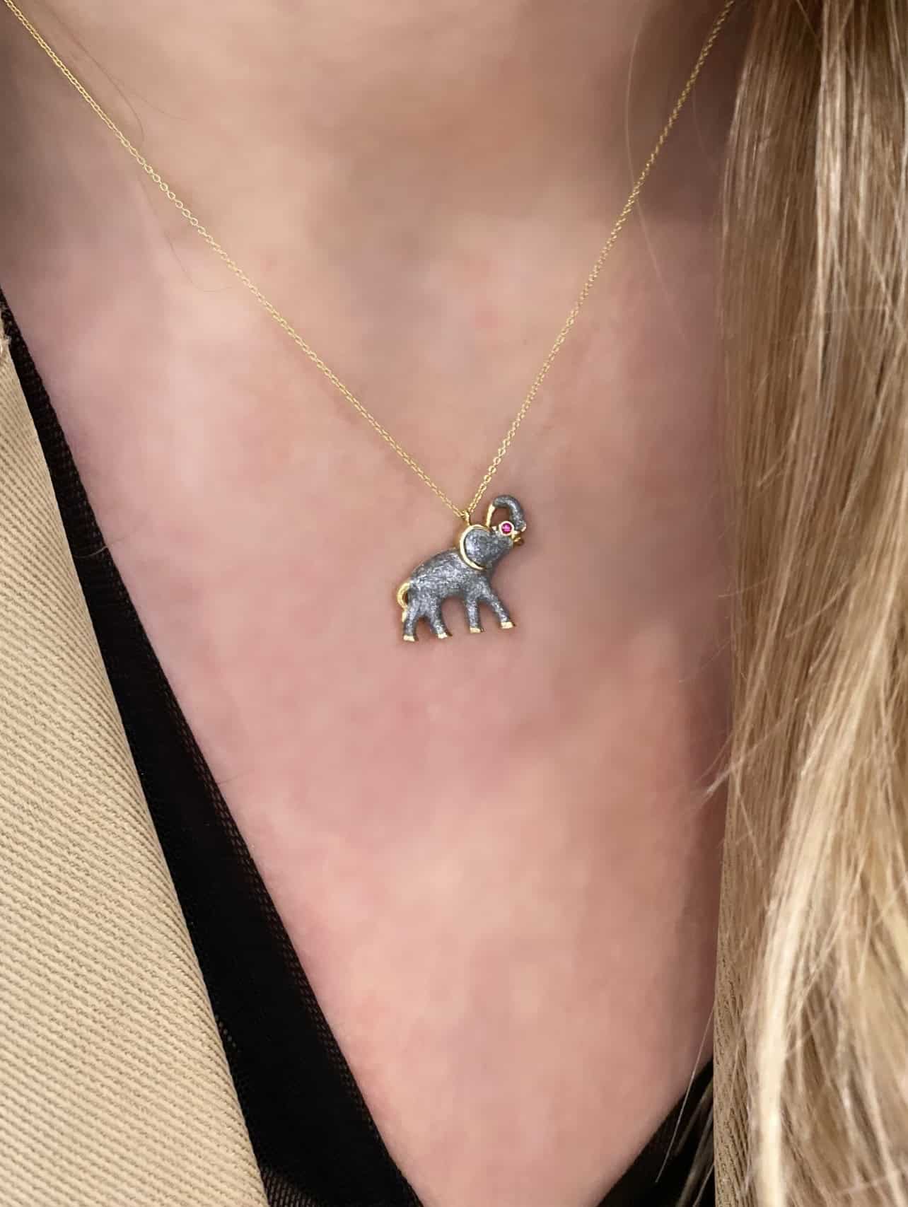 Enamelled & ruby elephant chain necklace — Melina Fachidis (6)