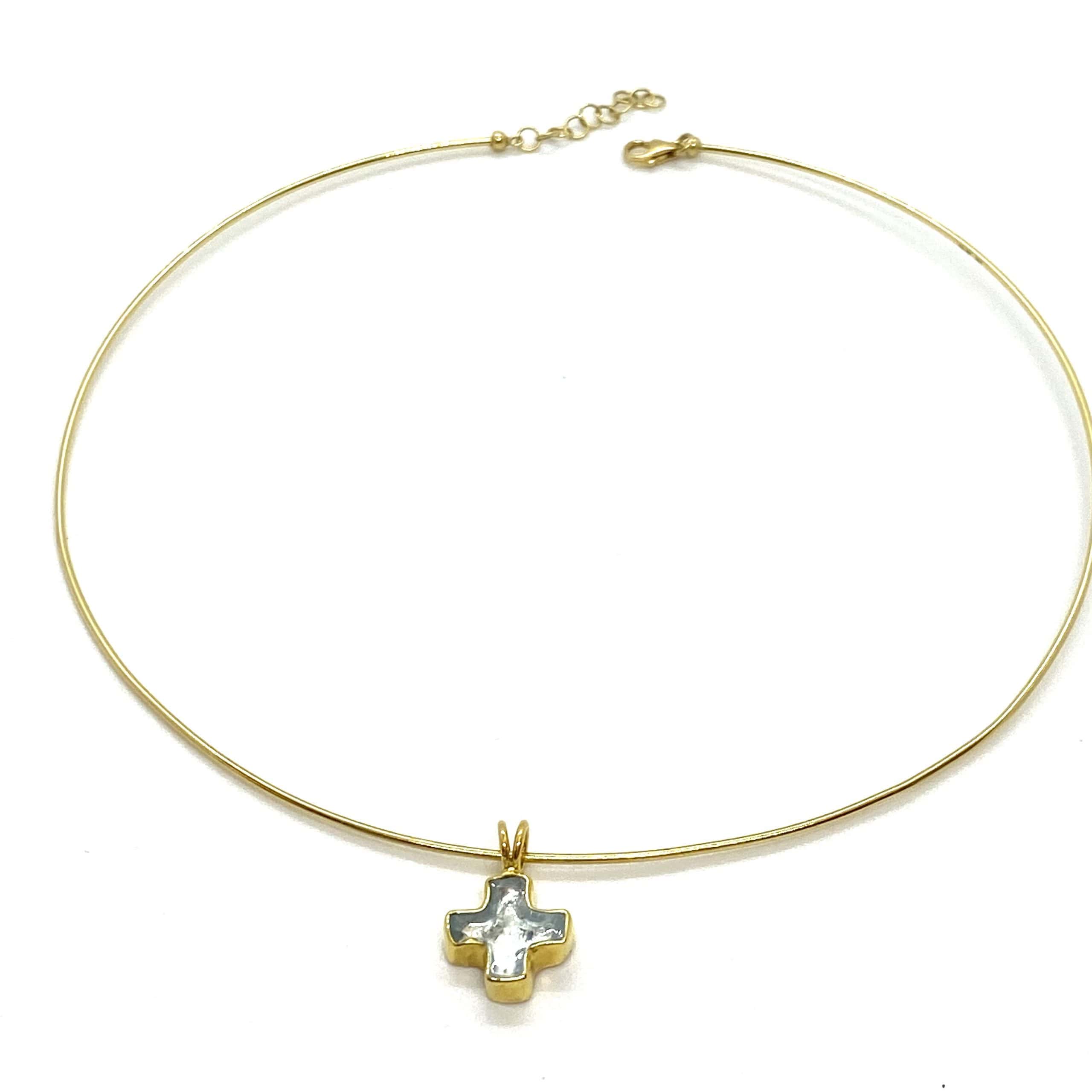 Aqua choker cross — Melina Fachidis