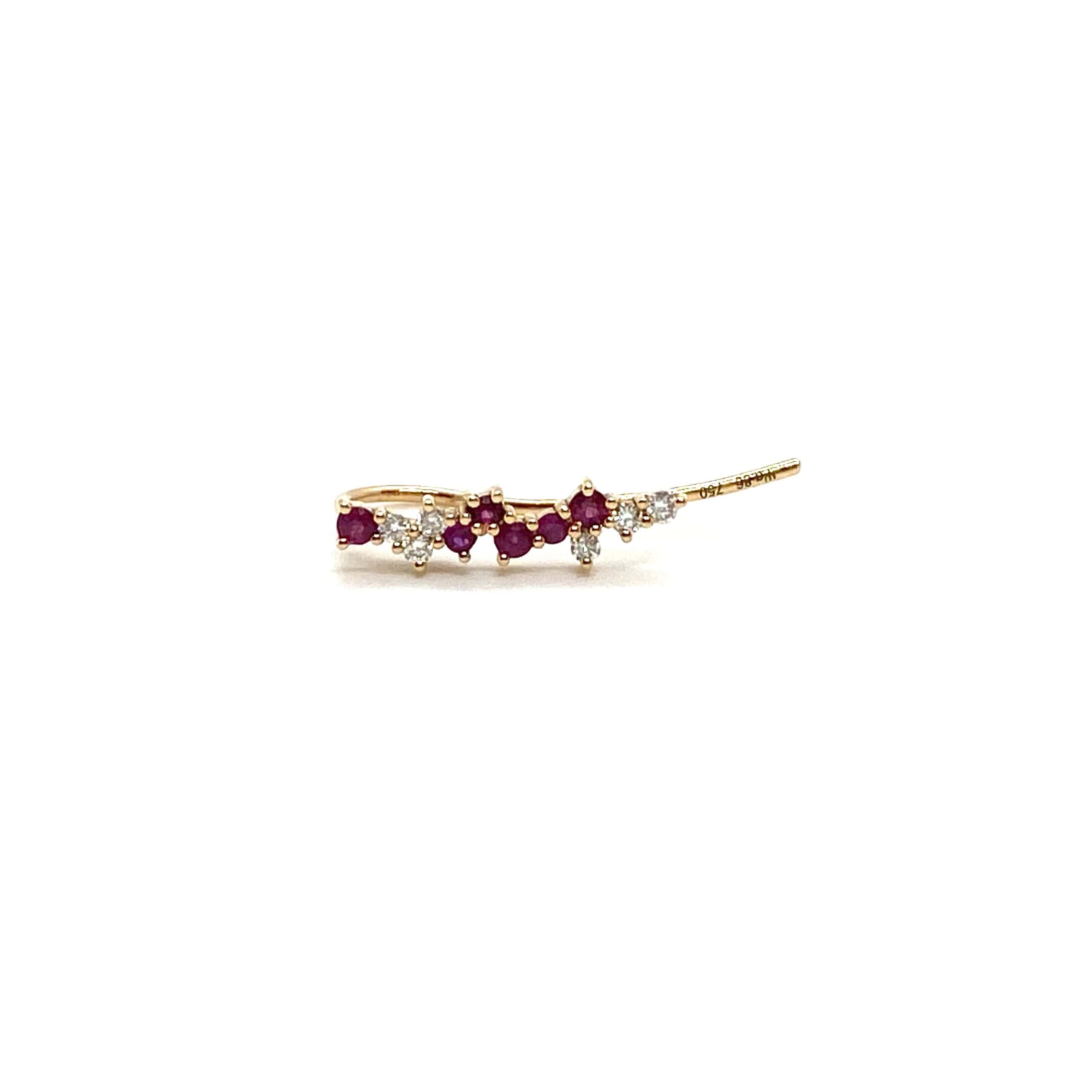 Ear climber ruby single earring — Melina Fachidis (2)
