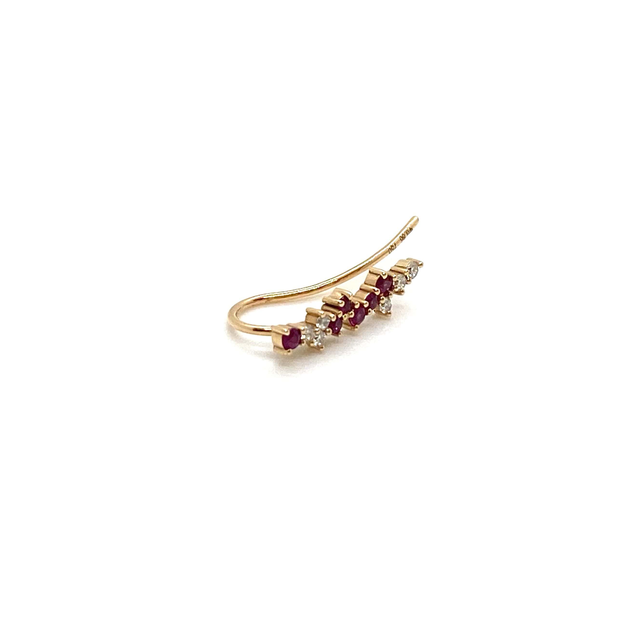 Ear climber ruby single earring — Melina Fachidis (3)