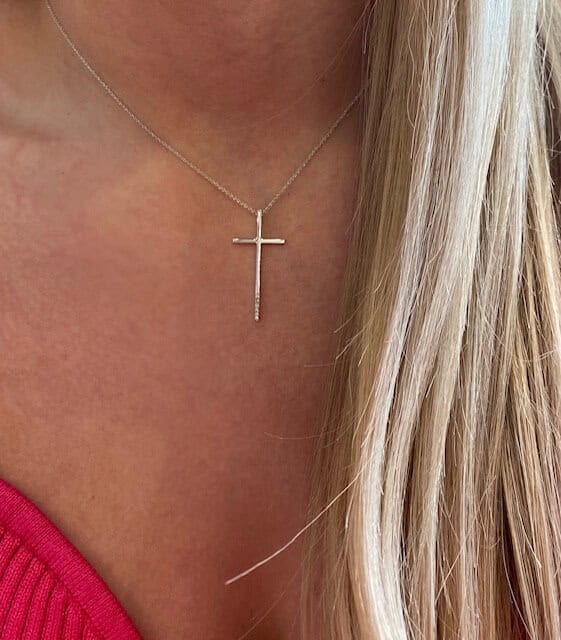 Minimal white gold cross with diamond edge — Melina Fachidis (5)