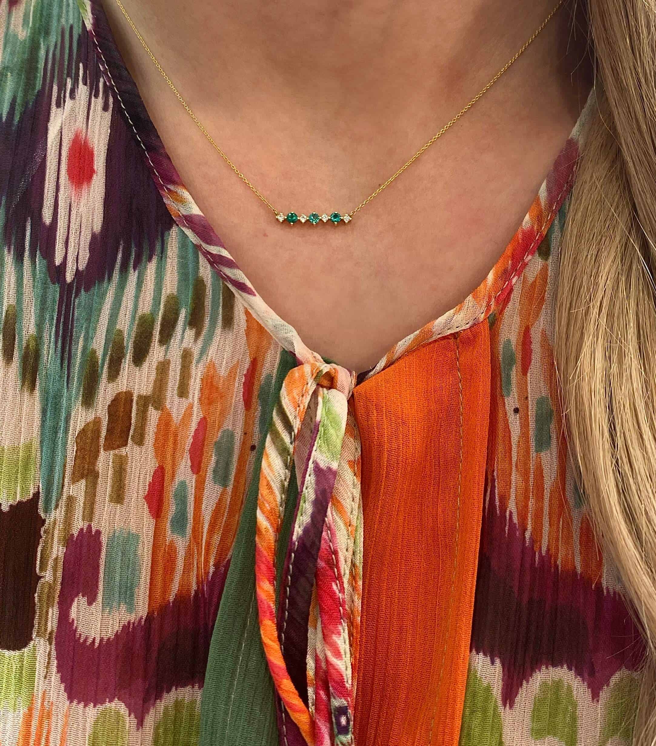 Emerald and diamond dynamic bar necklace — Melina Fachidis (4)
