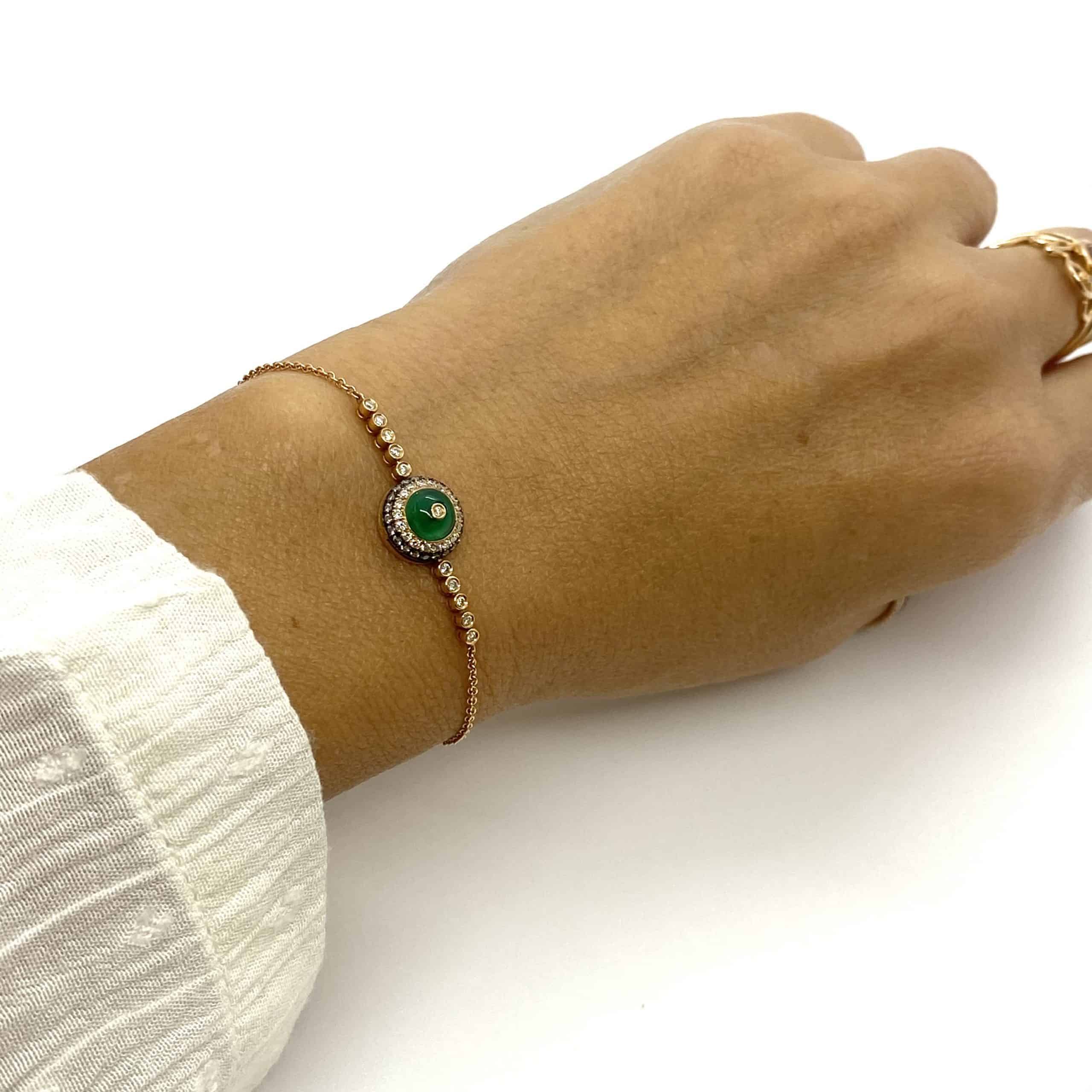 Green agate diamond eye bracelet — Melina Fachidis (7)