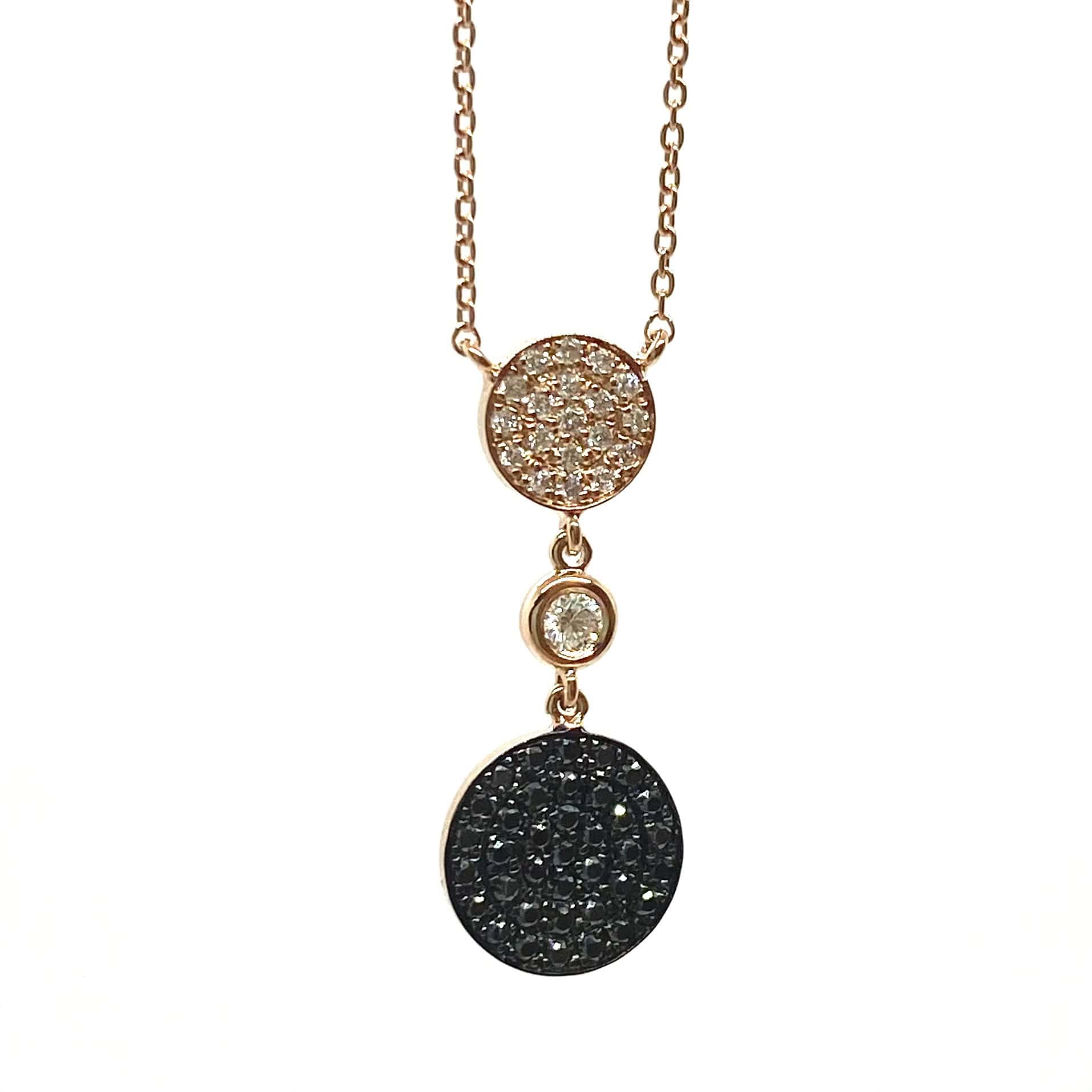 Black & white diamond two circles necklace — Melina Fachidis (2)