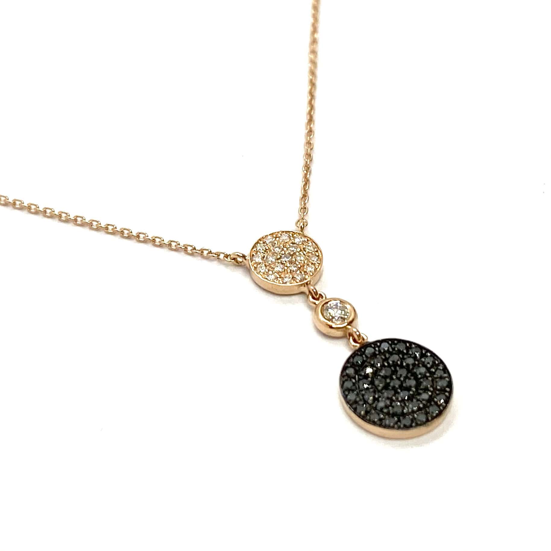 Black & white diamond two circles necklace — Melina Fachidis (3)