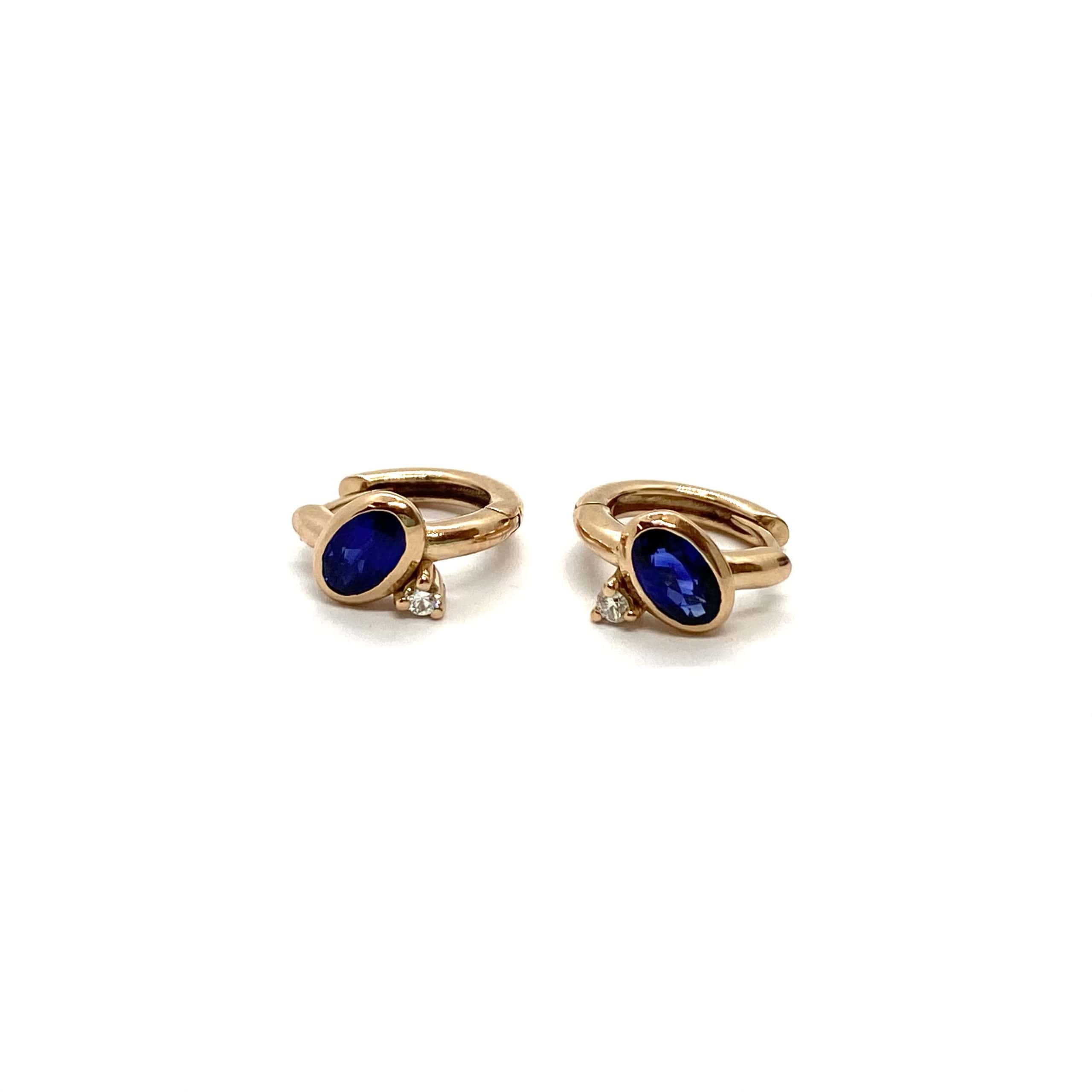 Oval sapphires diamond hoops — Melina Fachidis