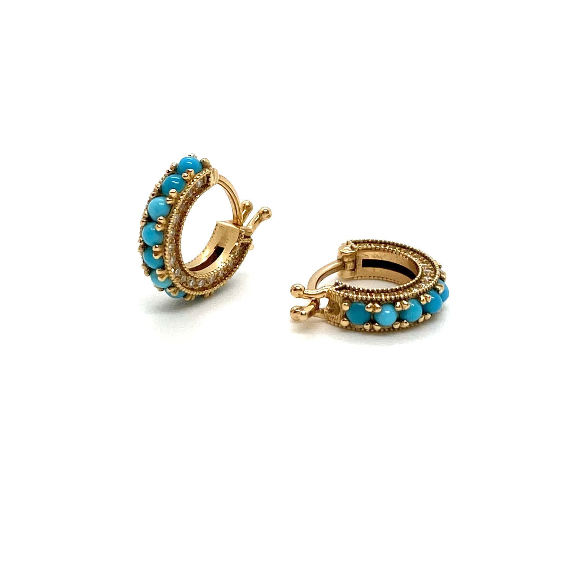 Turqoise diamond hoop earrings — Melina Fachidis (5)