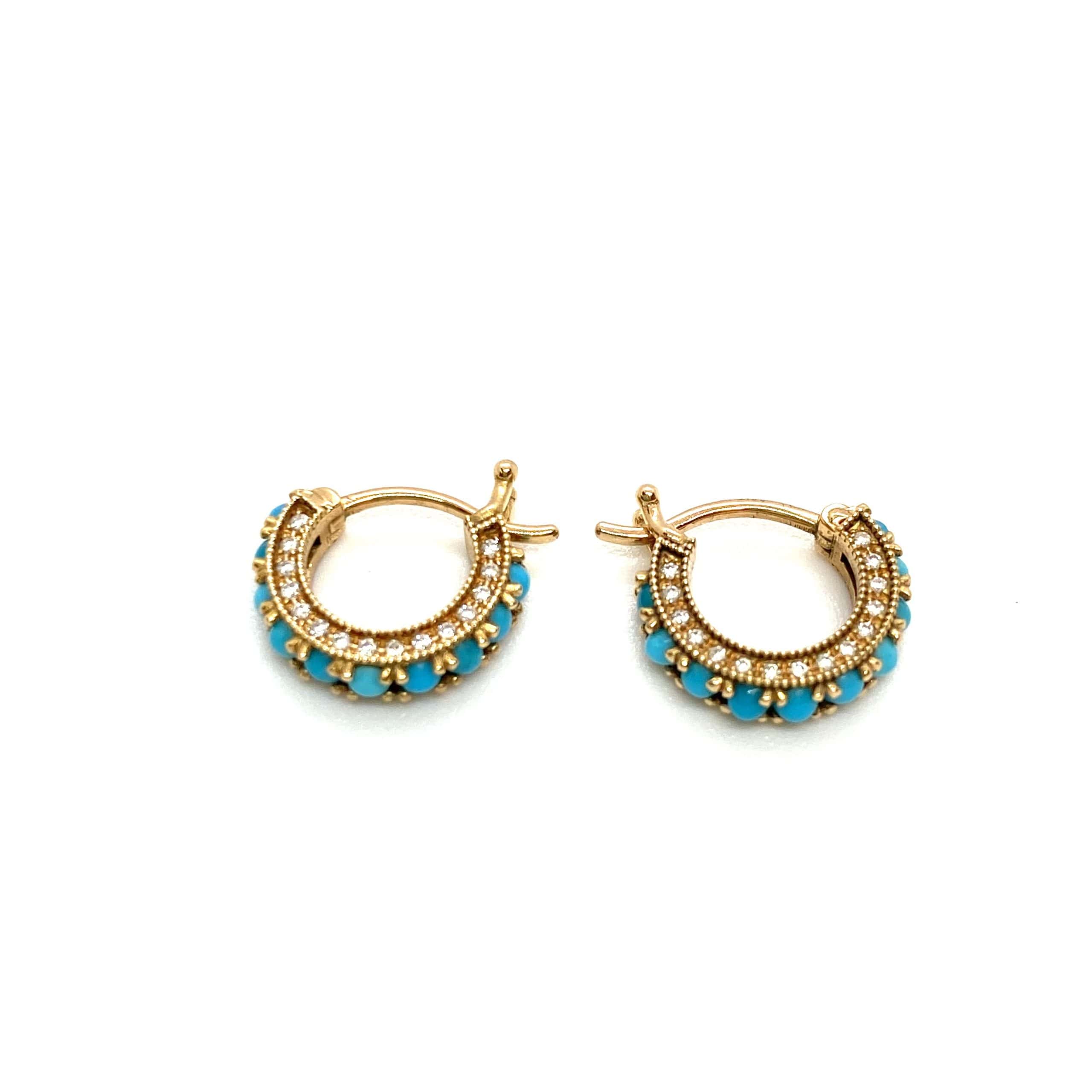 Turqoise diamond hoop earrings — Melina Fachidis