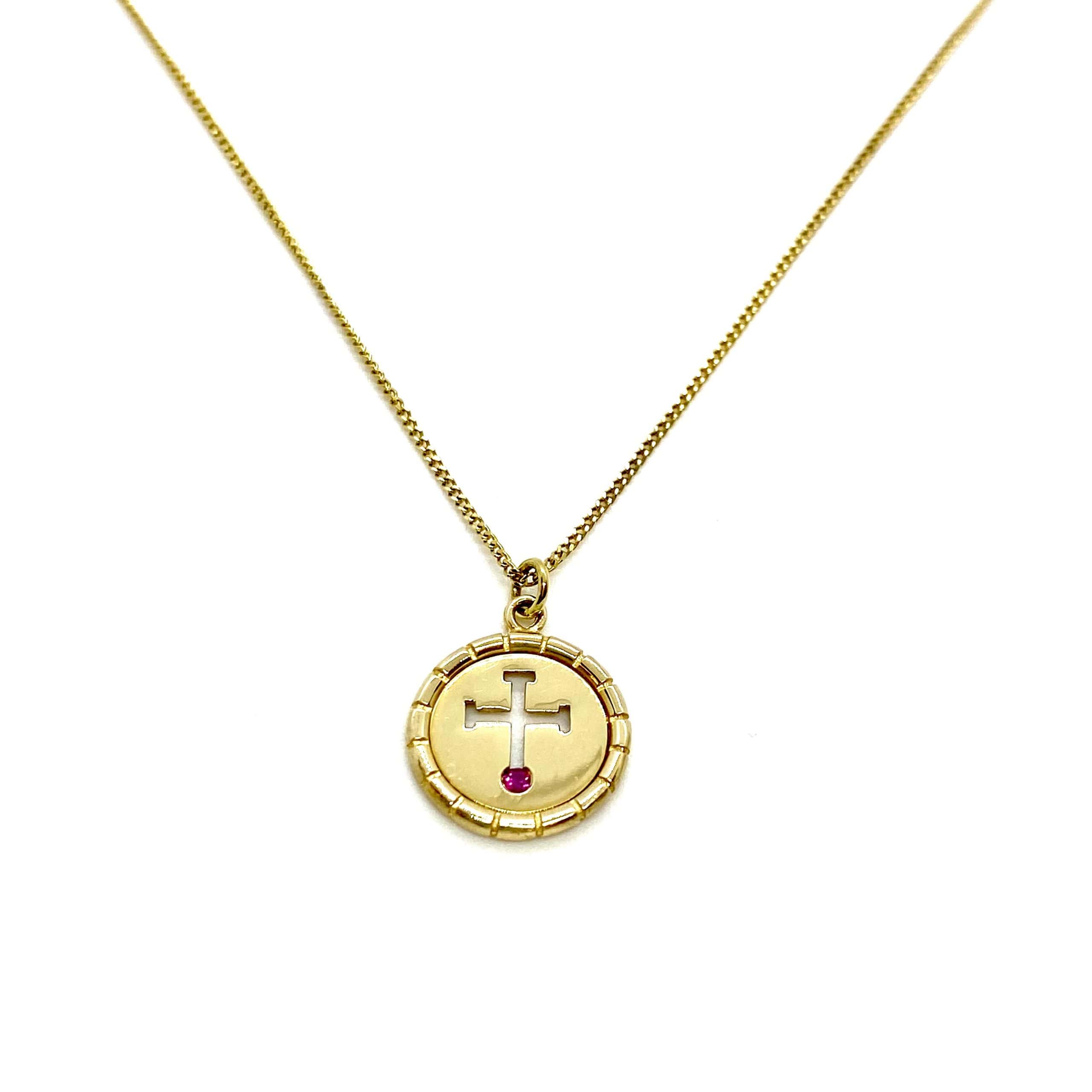 Cross round ruby pendant — Melina Fachidis