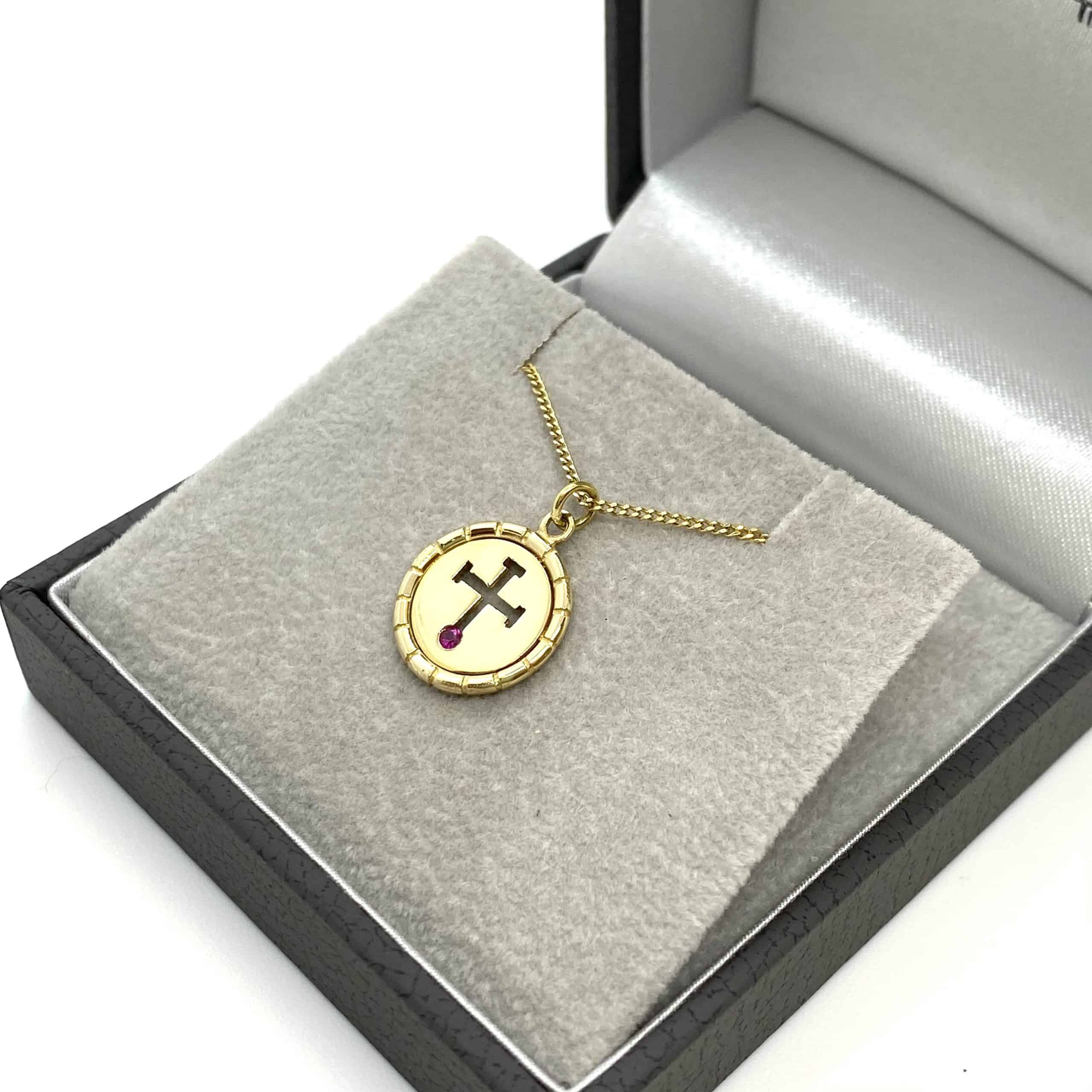 Cross round ruby pendant — Melina Fachidis (3)