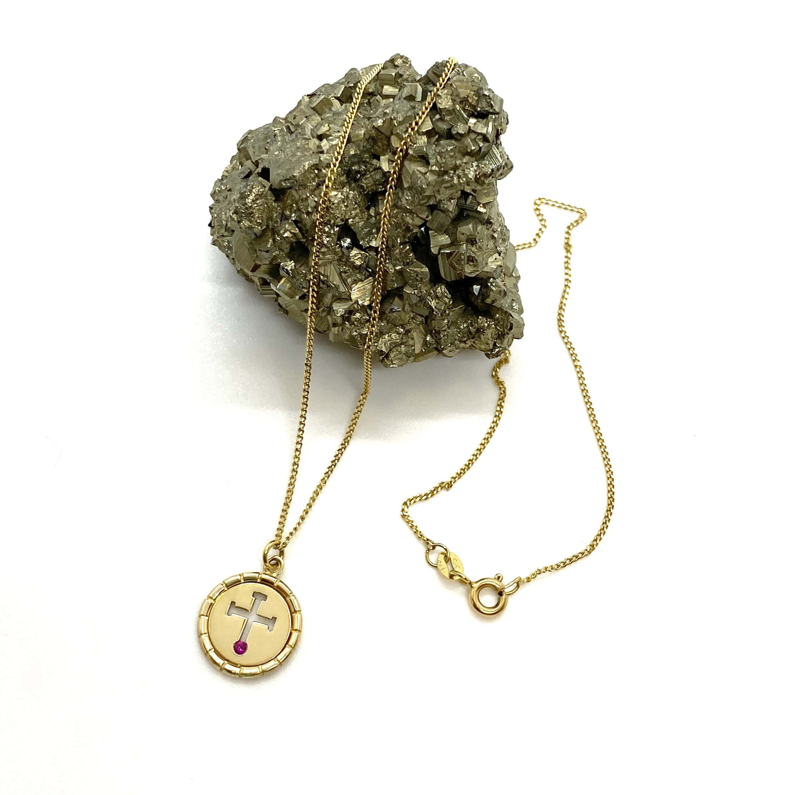 Cross round ruby pendant — Melina Fachidis (4)
