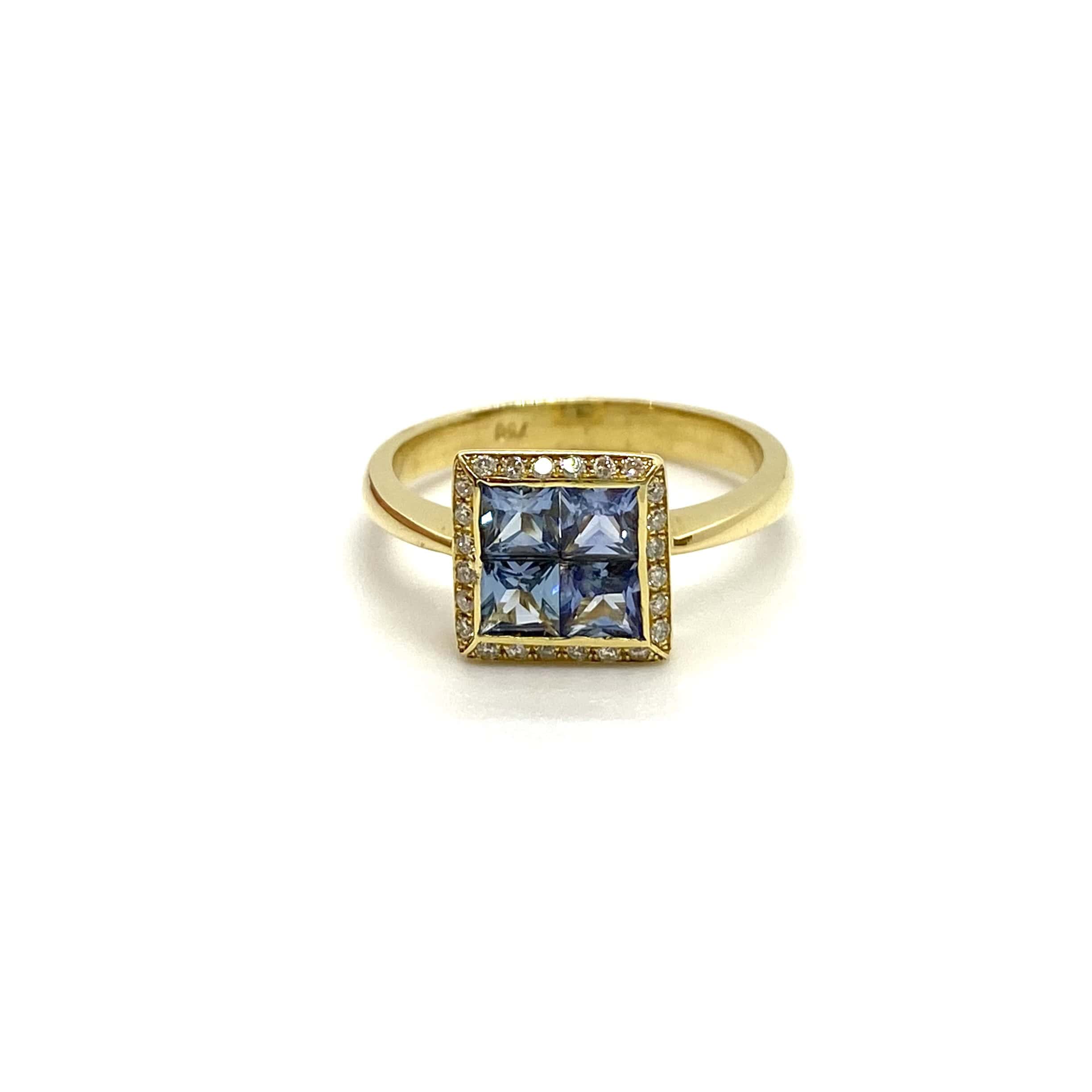 Princess cut sapphires and diamonds ring — Melina Fachidis (2)