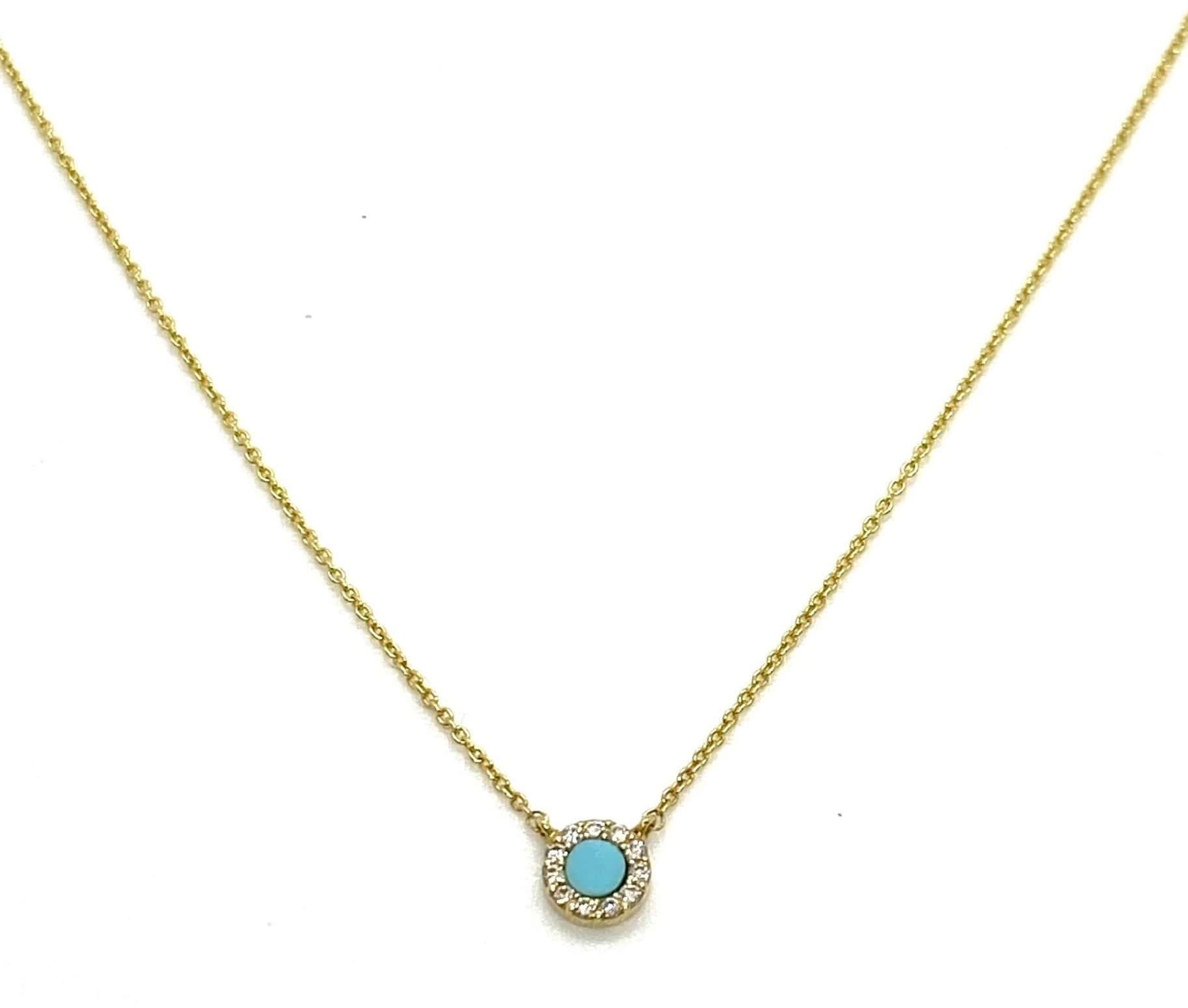 Turquoise diamond round eye pendant — Melina Fachidis