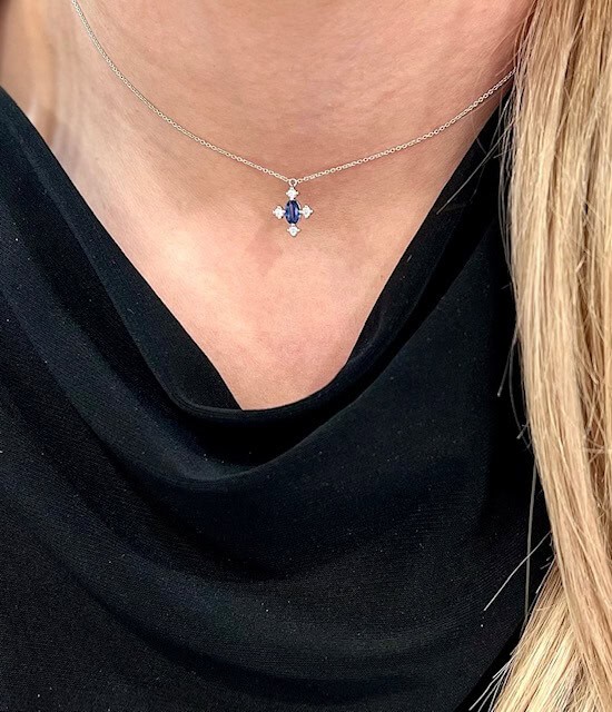 Oval sapphire and diamond cross pendant — Melina Fachidis (5)