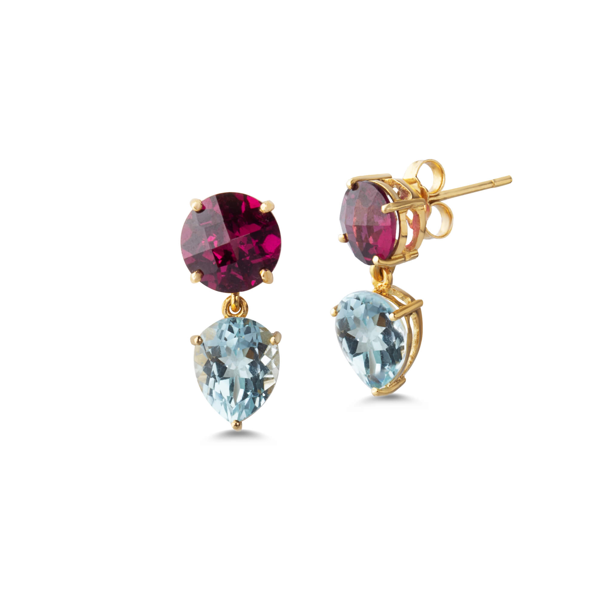 Aqua-red tourmaline earrings — Melina Fachidis