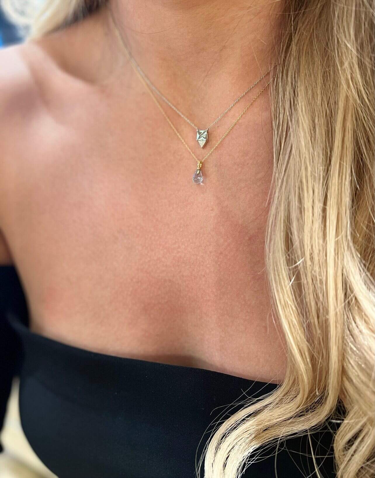 Square Aquamarine diamond pendant — Melina Fachidis (5)