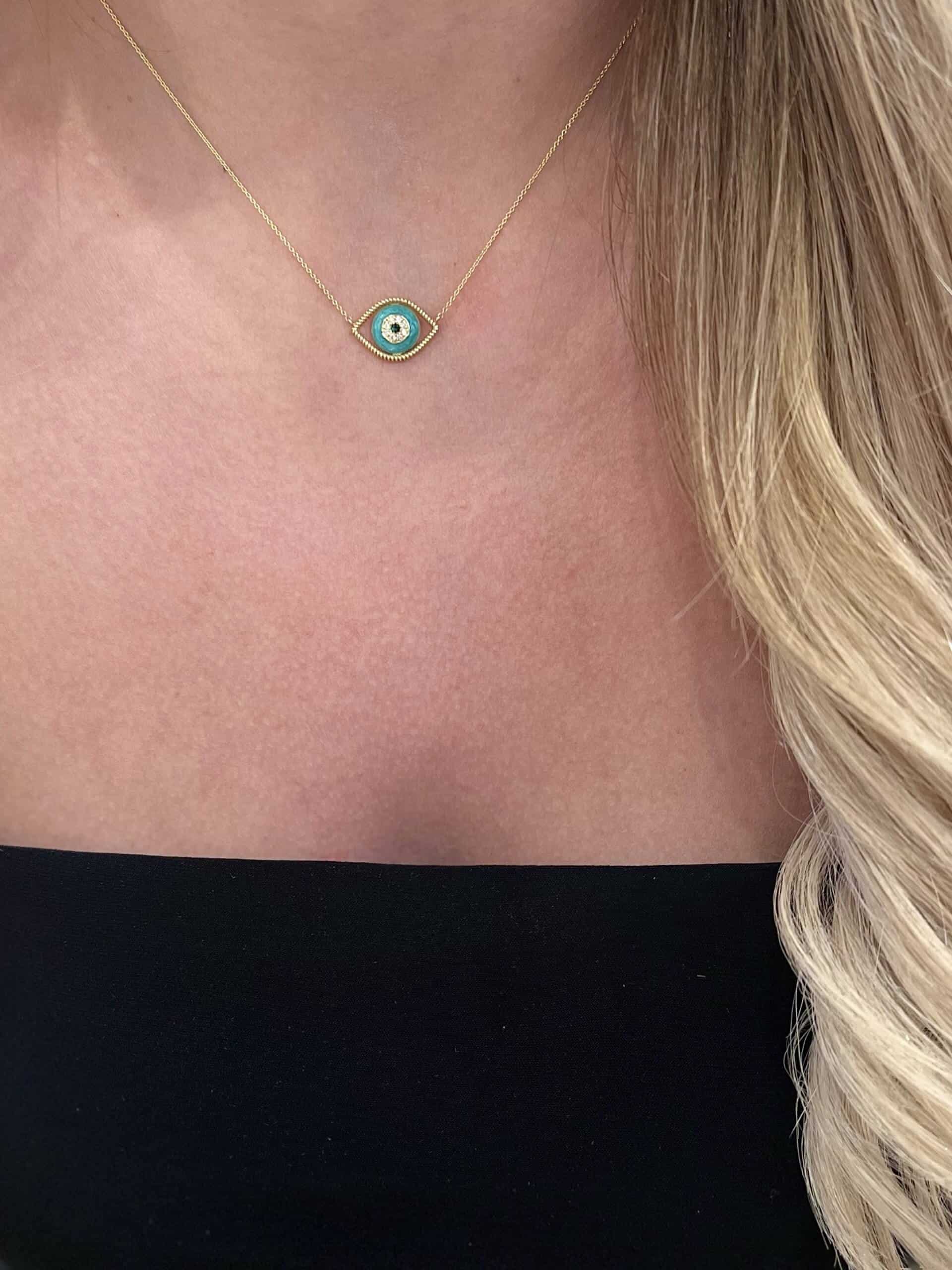 Turquoise enameled eye necklace — Melina Fachidis (6)