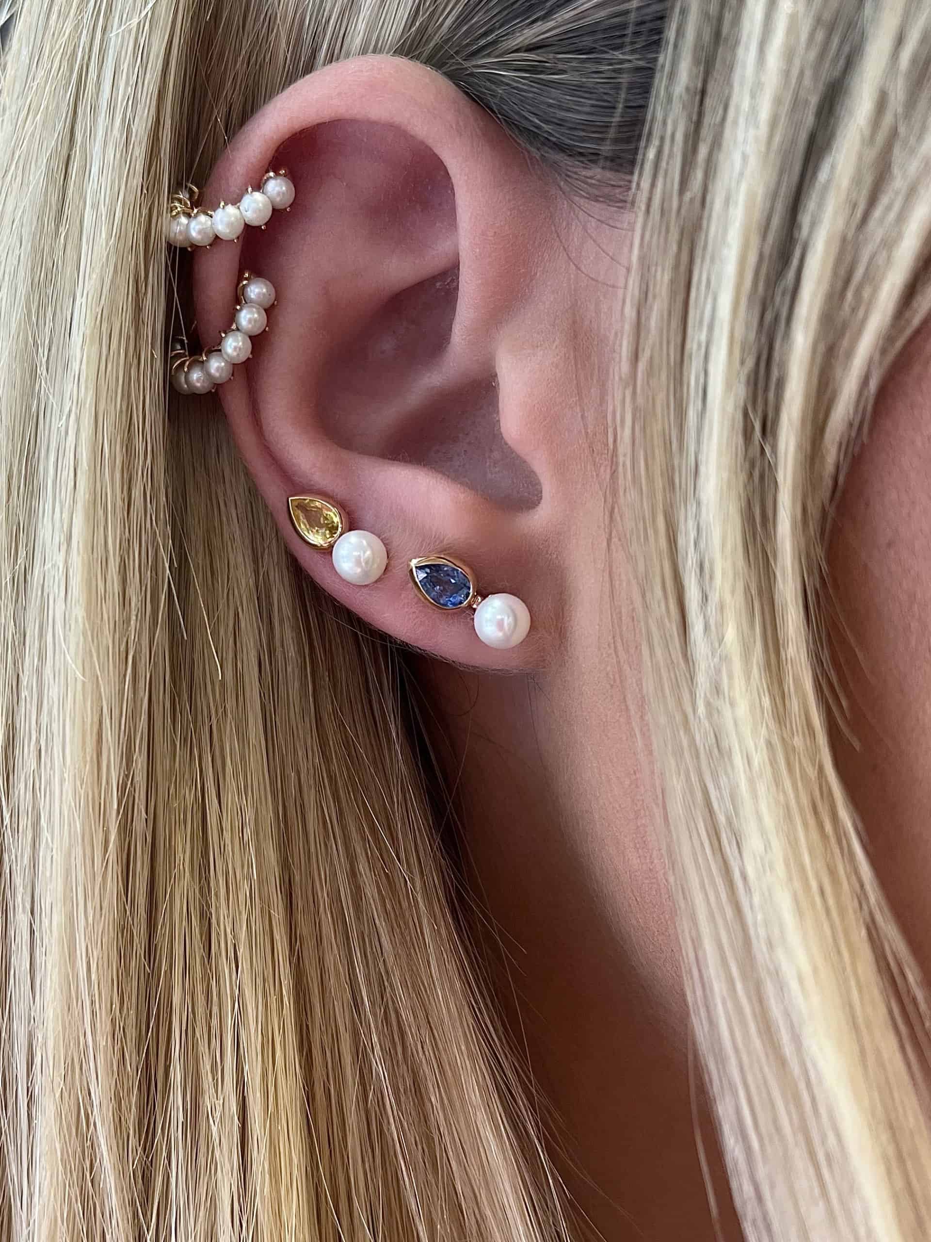 Sapphire & pearl stud earrings — Melina Fachidis (2)