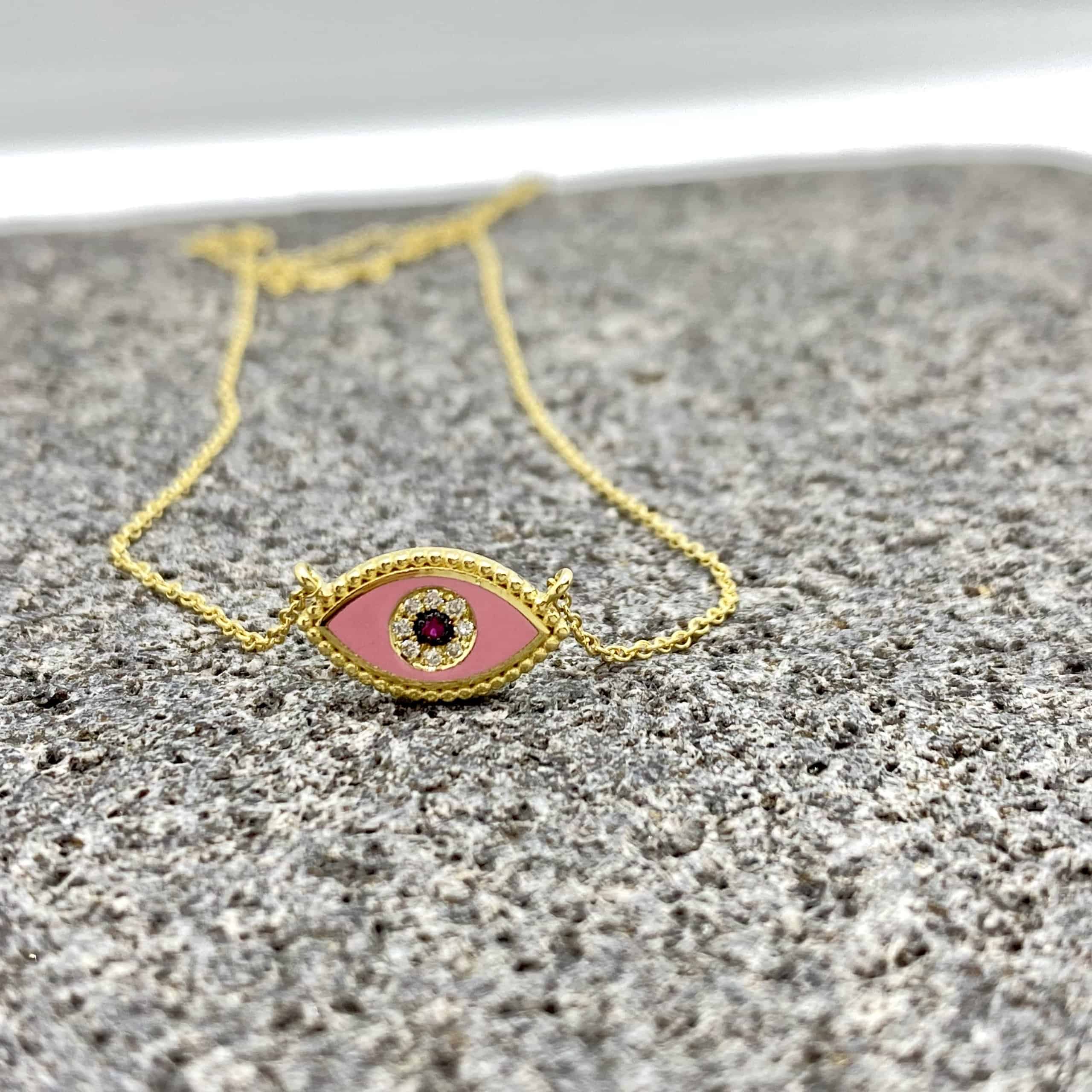 Pink Eye necklace with ruby and diamonds — Melina Fachidis (6)