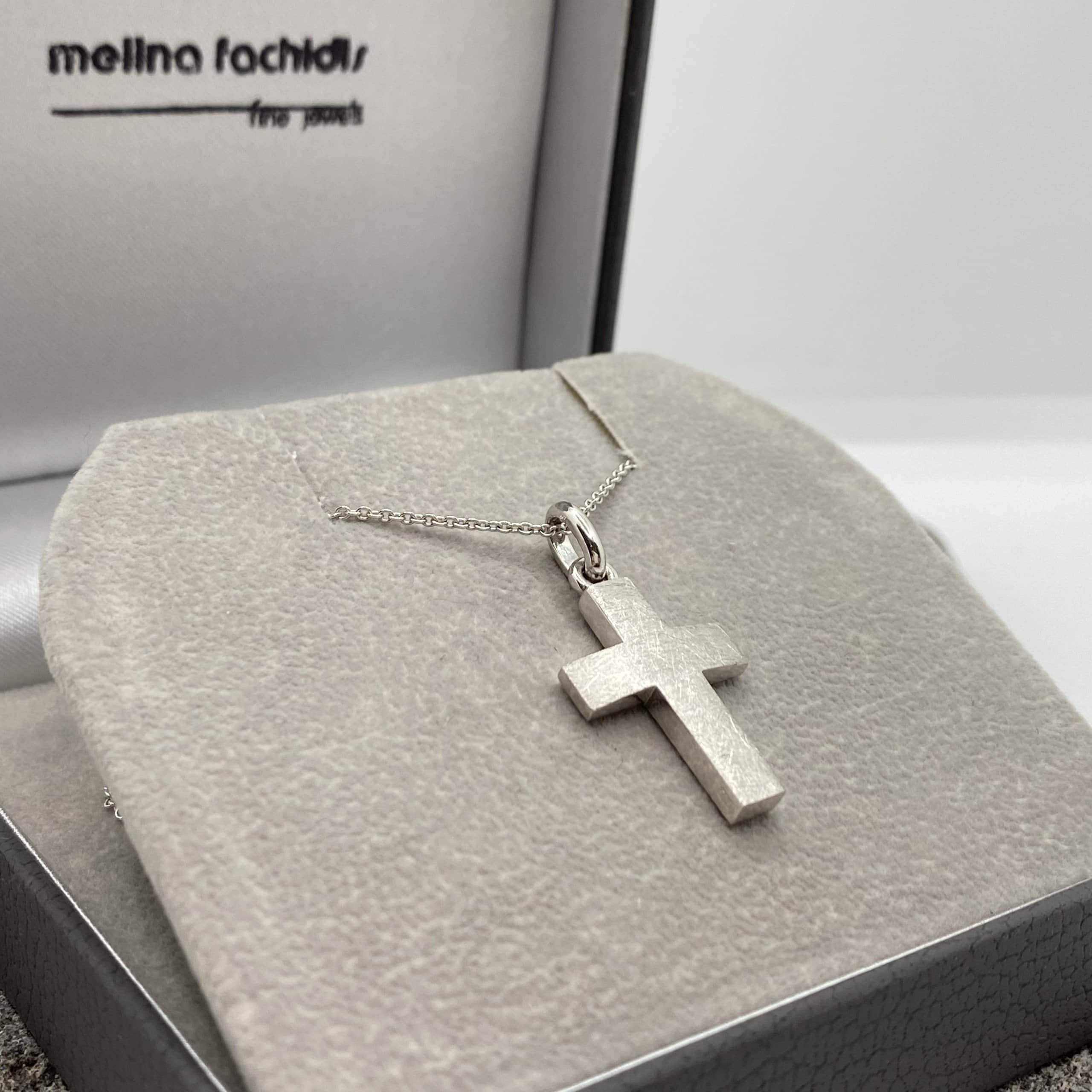White gold cross with scratched design — Melina Fachidis (4)