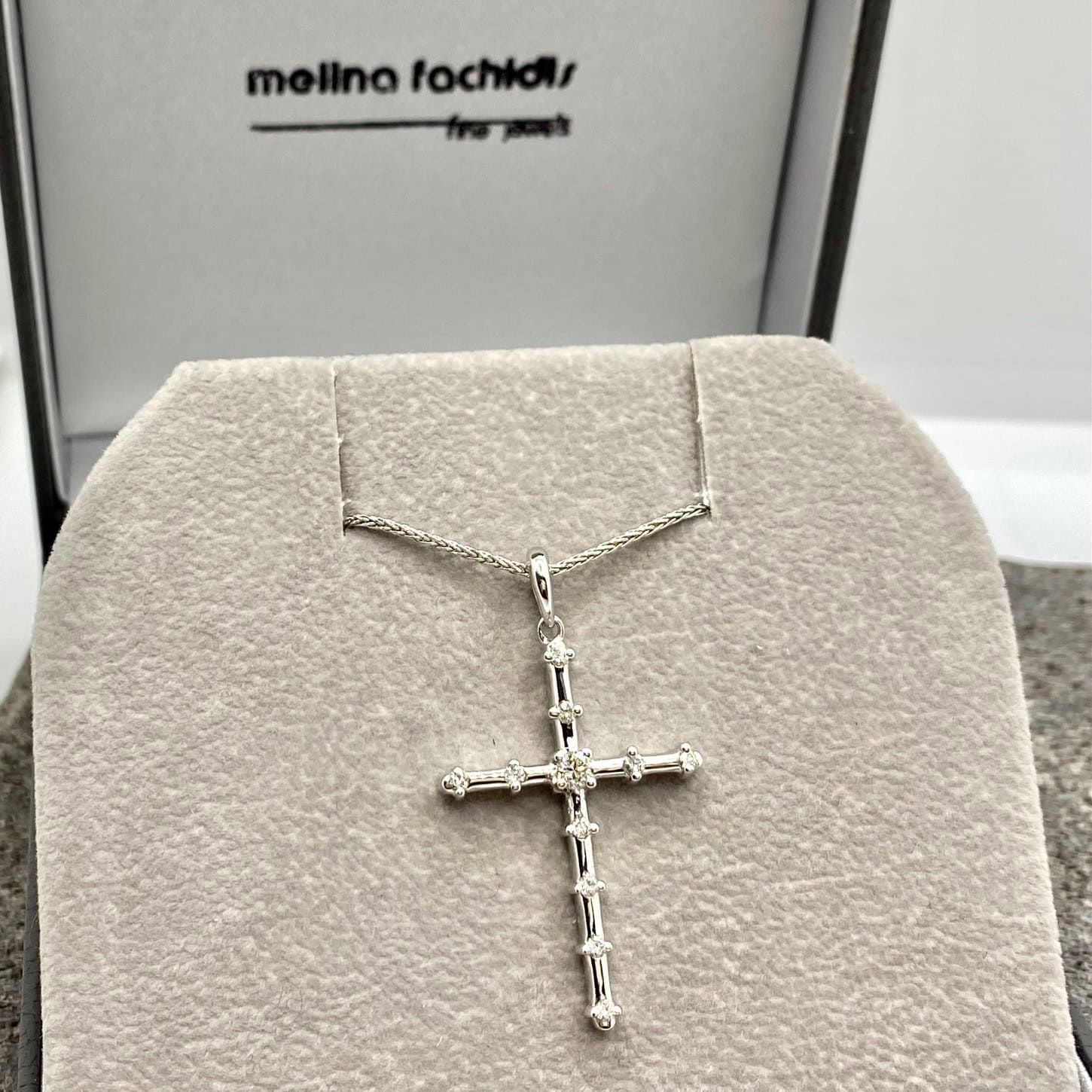 White gold diamond cross pendant — Melina Fachidis (5)