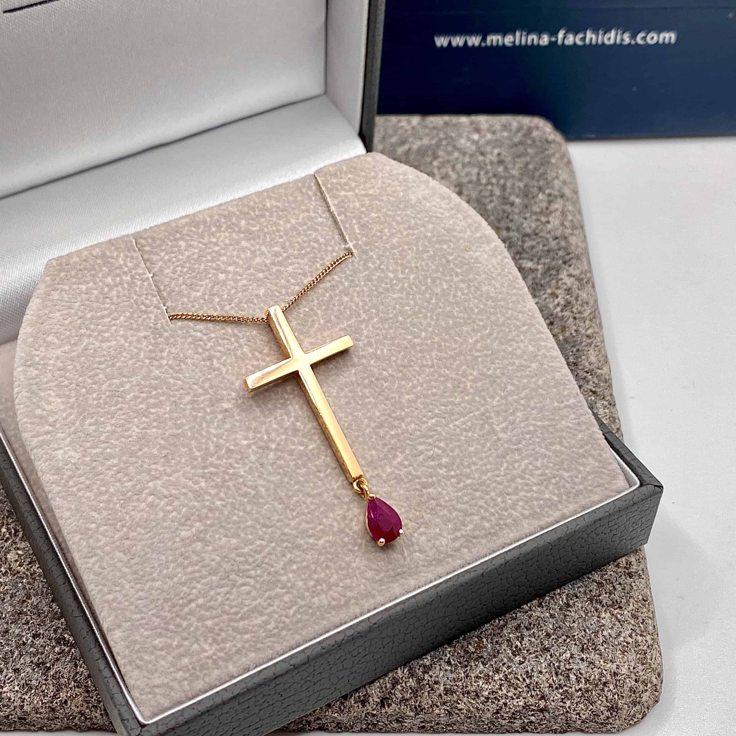 14k rose gold cross with a ruby drop hanging — Melina Fachidis (3)