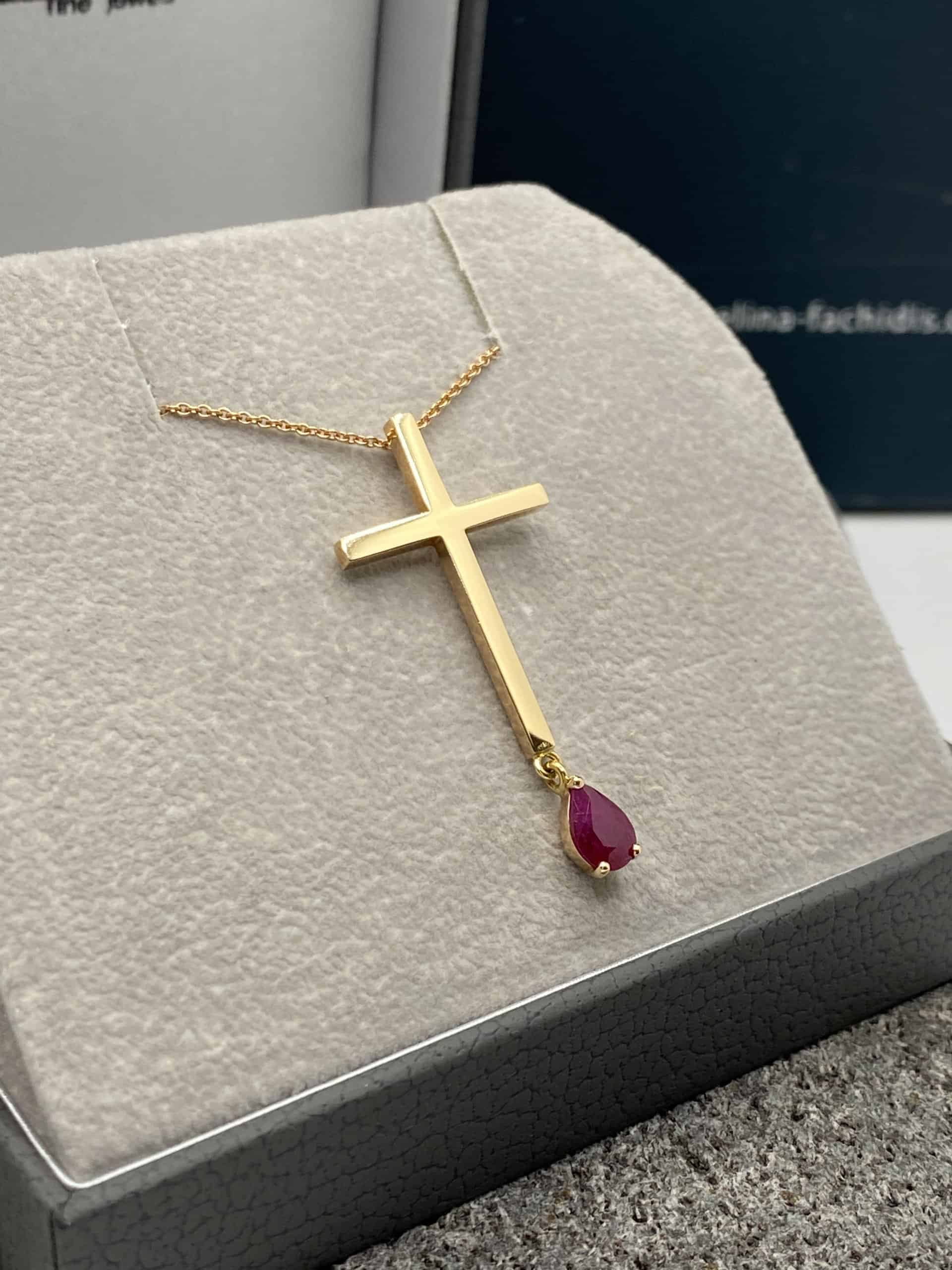 14k rose gold cross with a ruby drop hanging — Melina Fachidis (4)