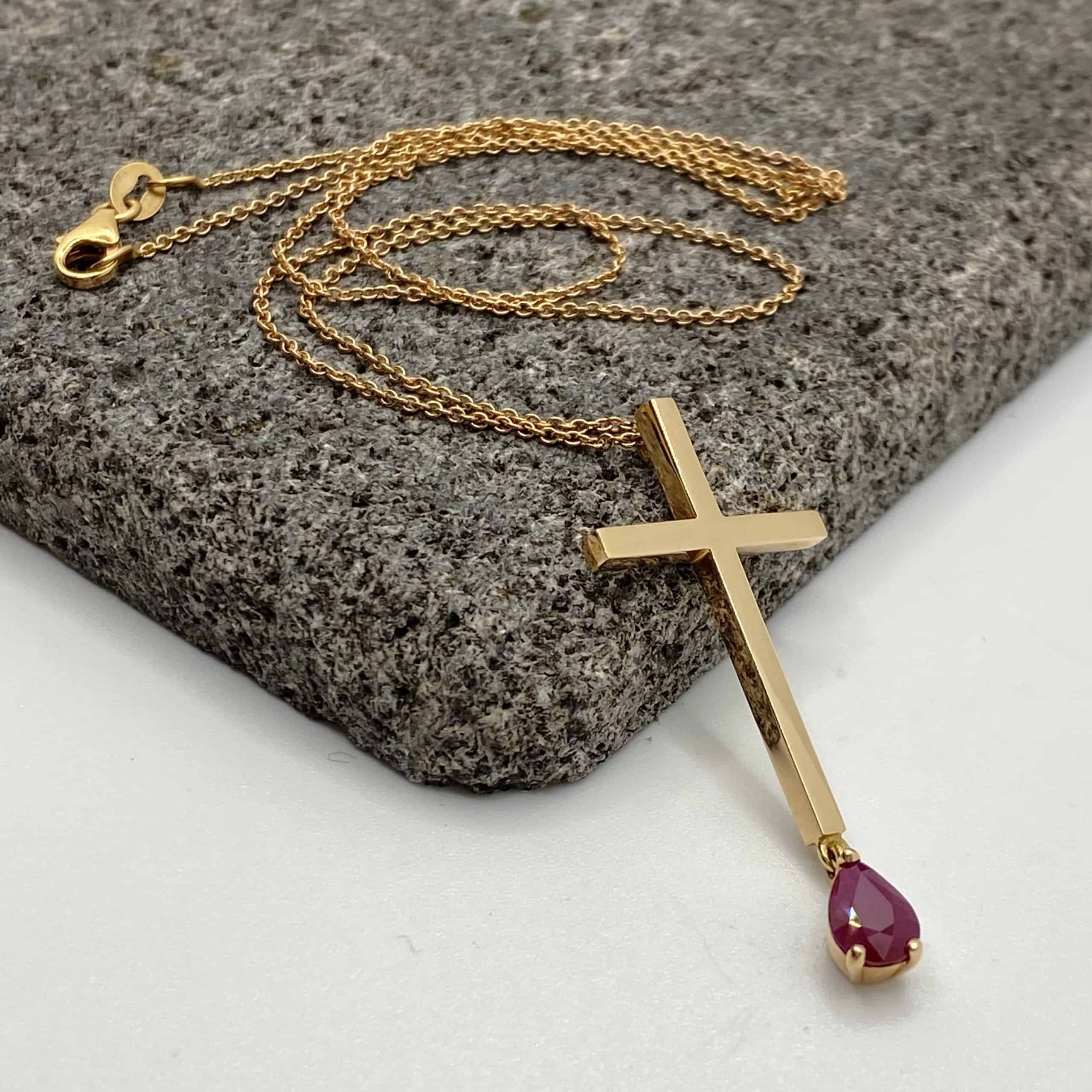 14k rose gold cross with a ruby drop hanging — Melina Fachidis (5)