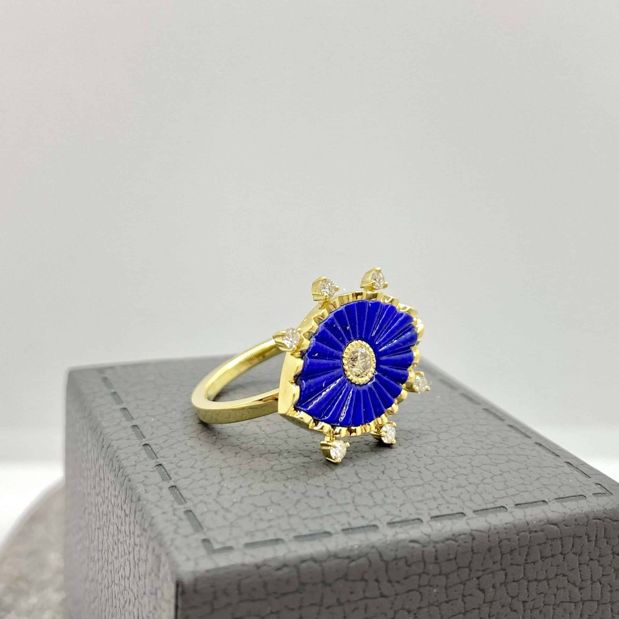 Lapis lazuli eye shaped diamond ring — Melina Fachidis (6)