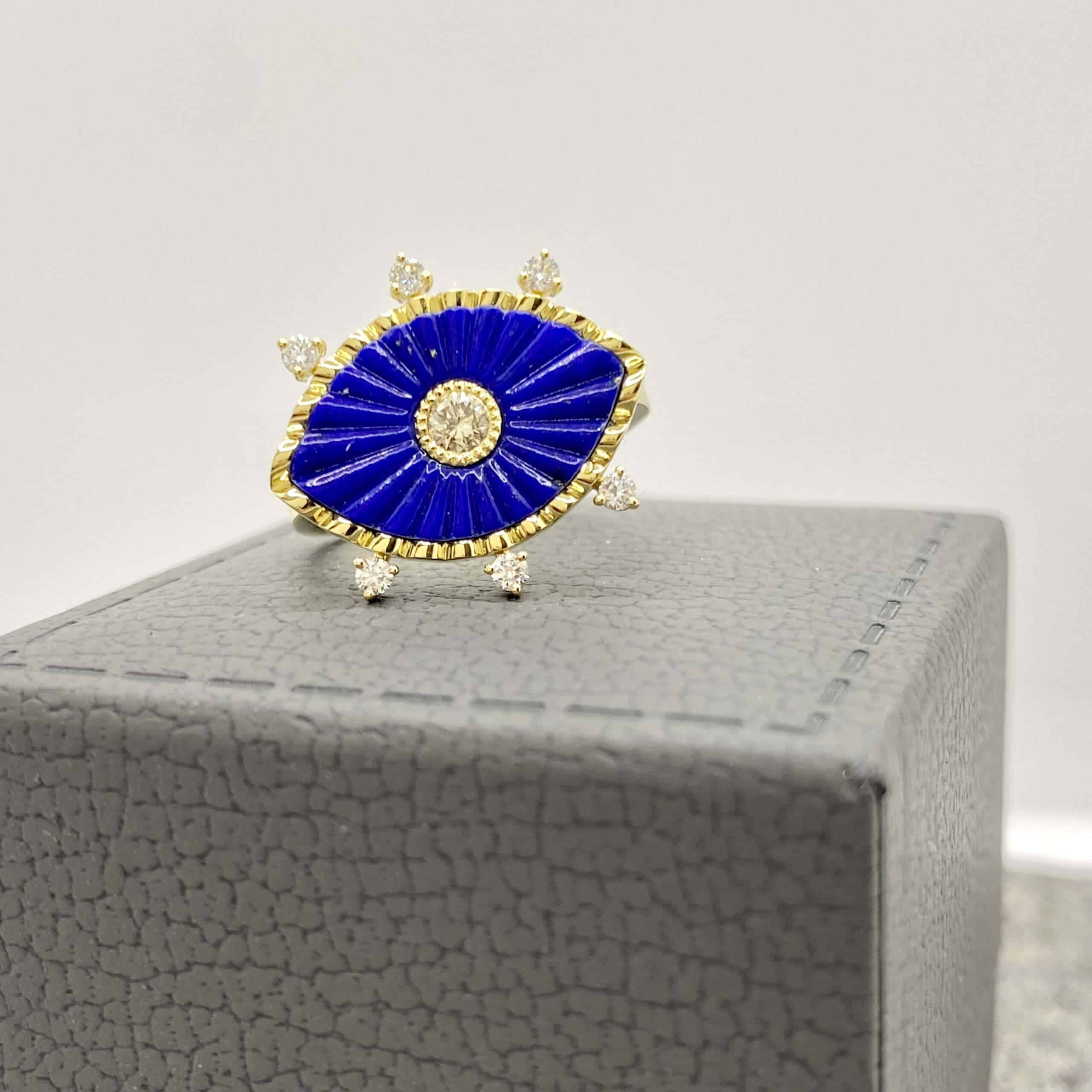 Lapis lazuli eye shaped diamond ring — Melina Fachidis (2)