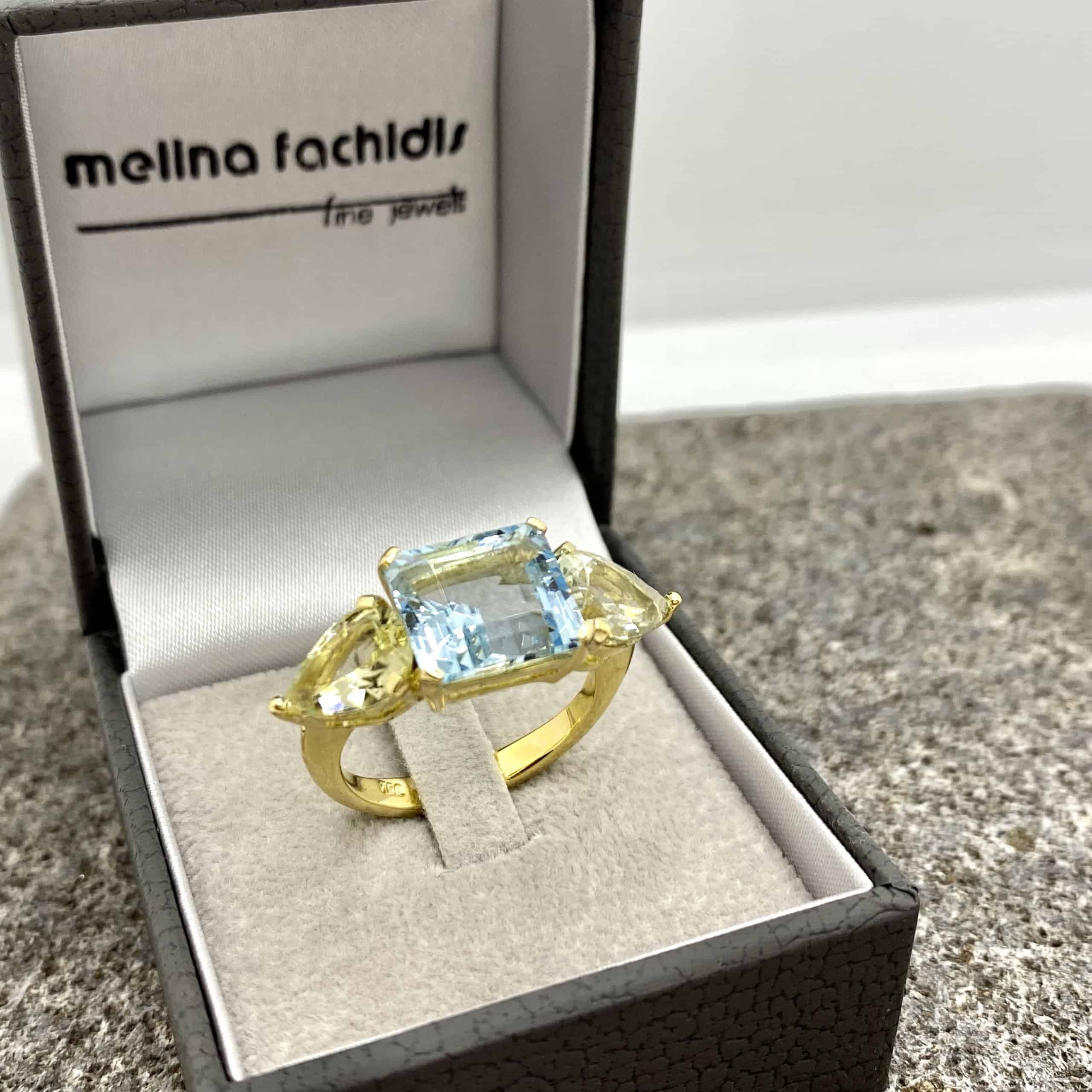 Three stone 18k yellow gold ring — Melina Fachidis (2)