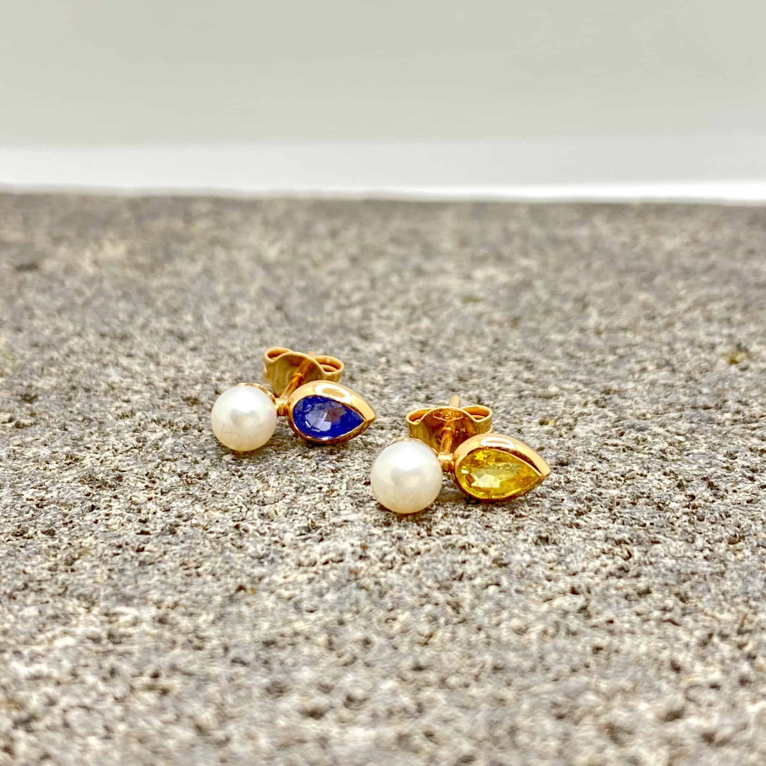 Sapphire & pearl stud earrings — Melina Fachidis (6)